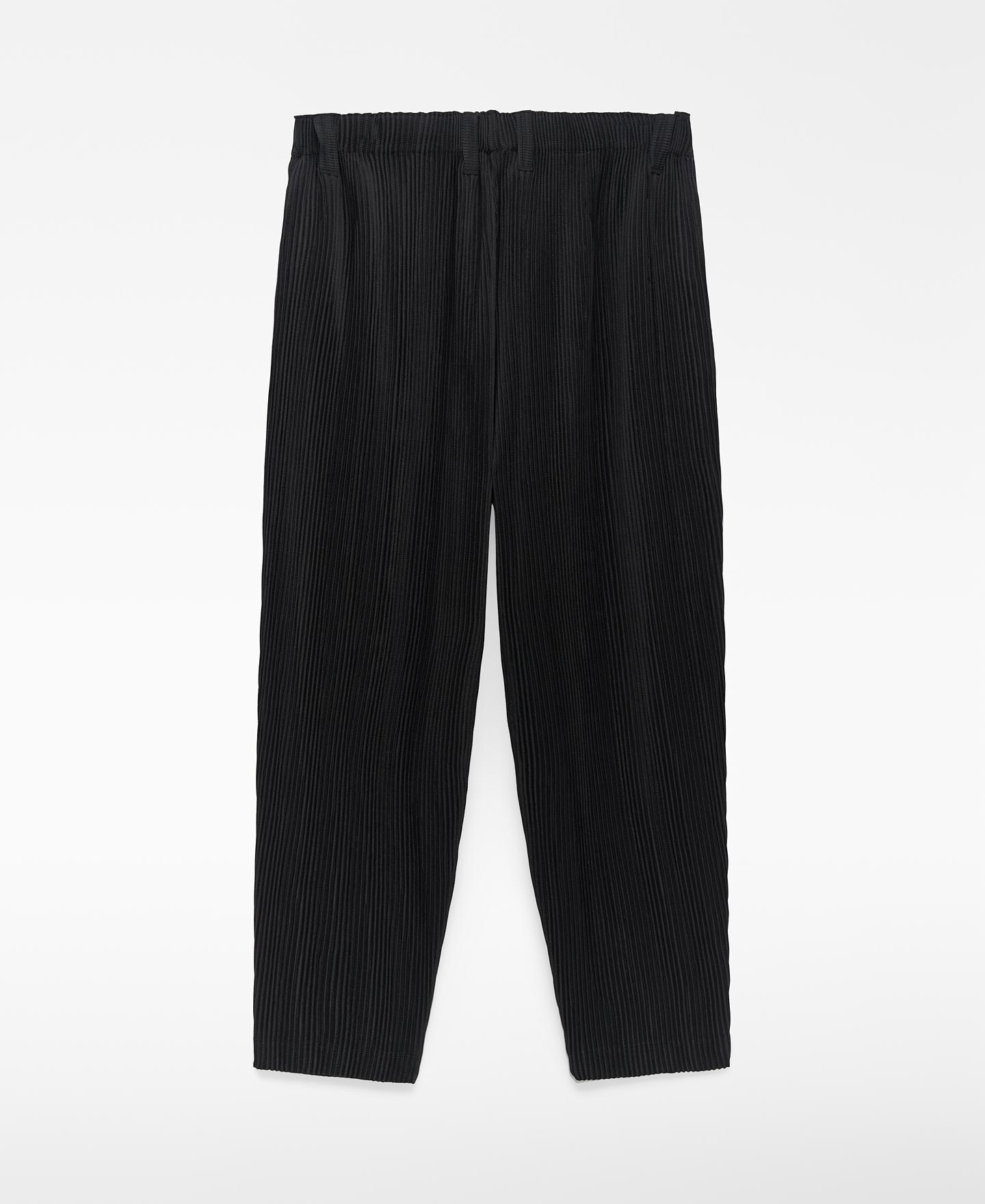 Calças Barrel Fit em Tecido Crinkle Preto-6