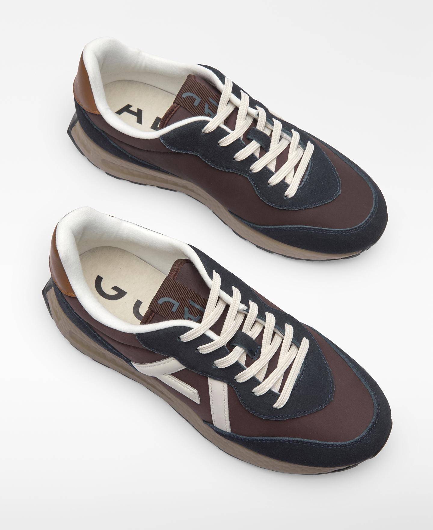 Sapatilhas Desportivas de Pele e Nylon com Maxi Logo Castanho-2