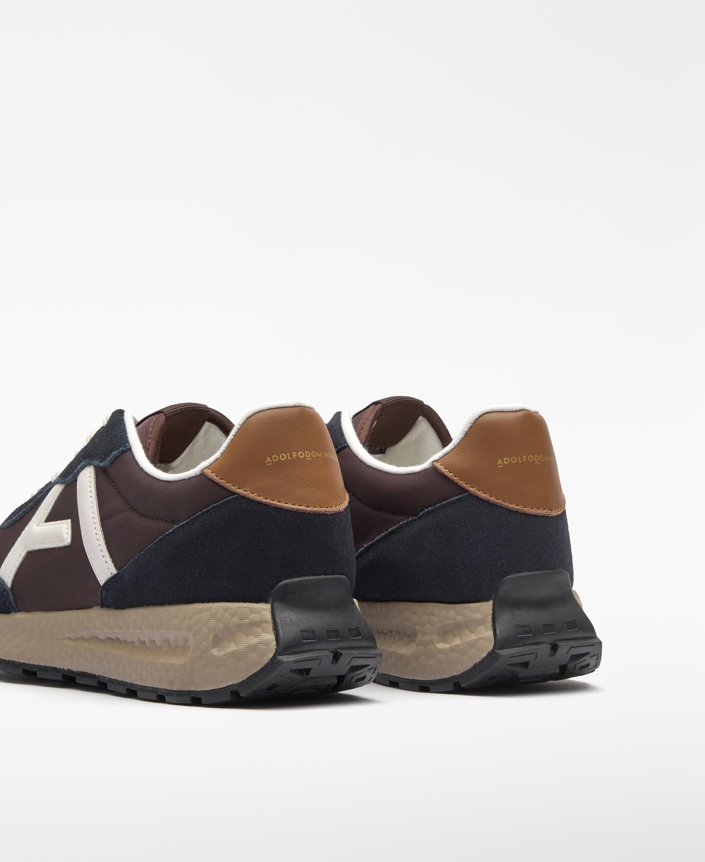 Sapatilhas Desportivas de Pele e Nylon com Maxi Logo Castanho-3