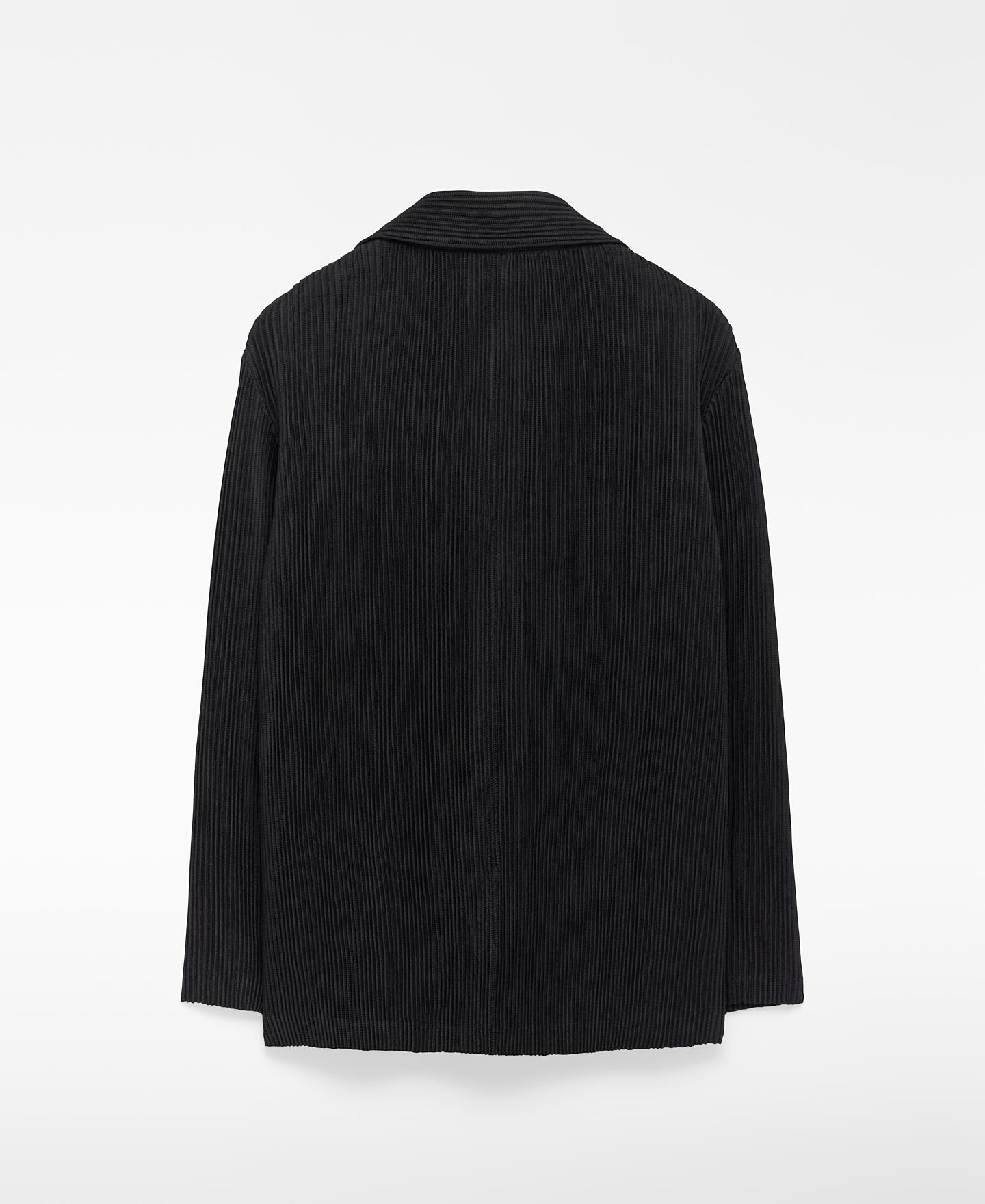 Blazer em Tecido Crinkle de Botões Preto-6