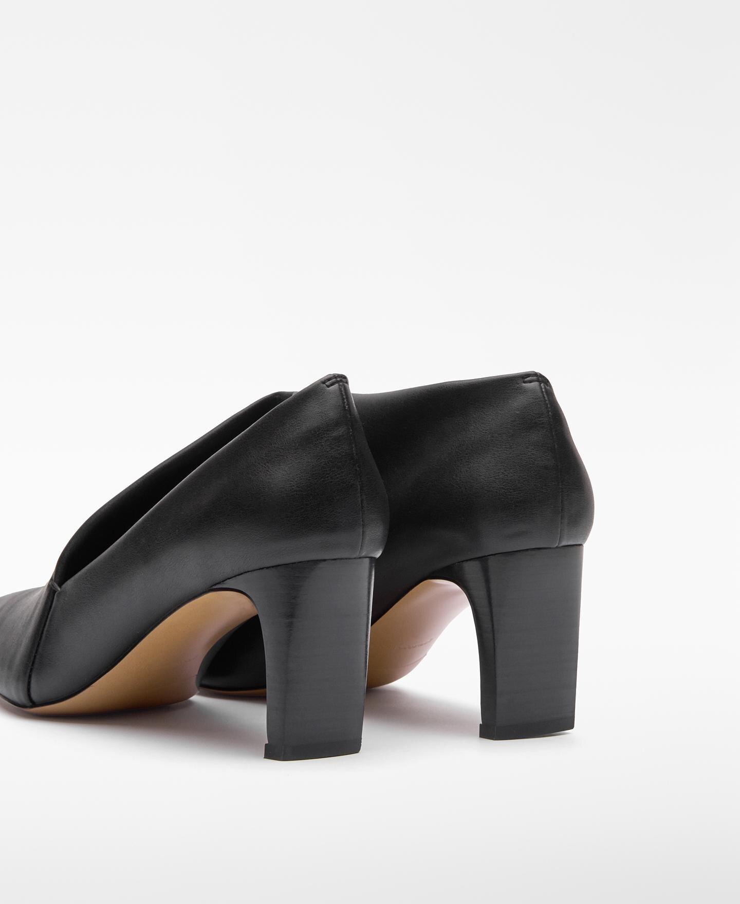 Sapatos de Salto Tipo Bota em Pele Não Pele Preto-3
