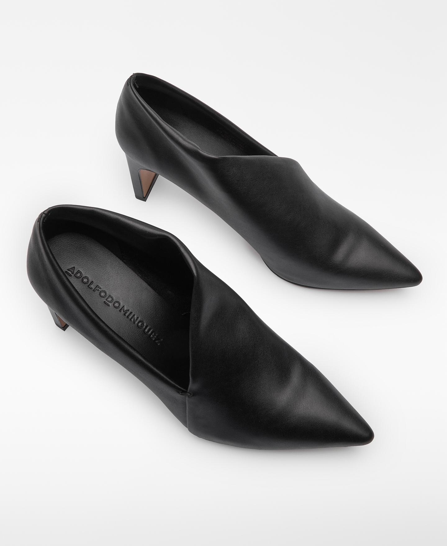 Sapatos de Salto Tipo Bota em Pele Não Pele Preto-2