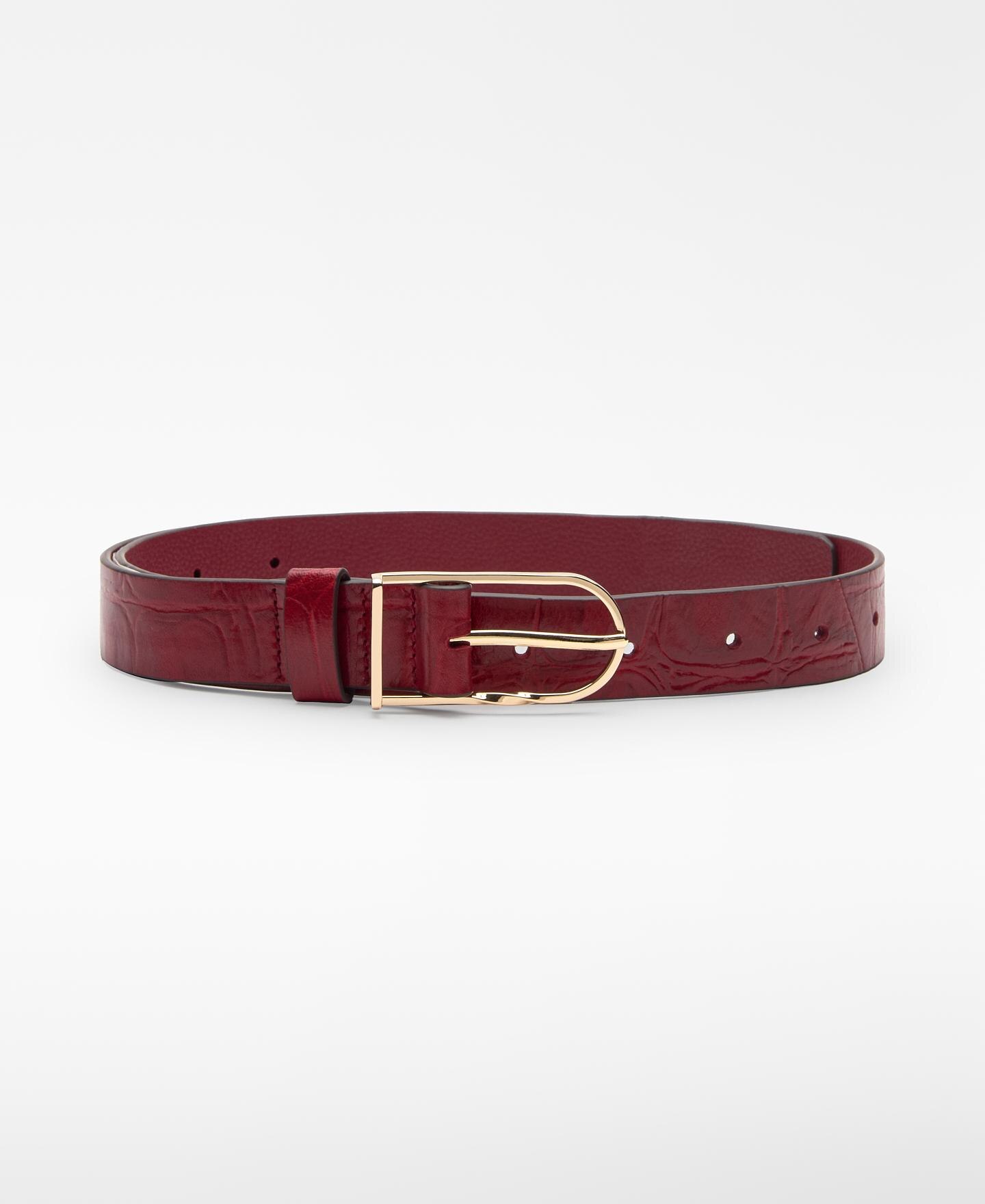 Cinto de Pele com Fivela Vermelho-1