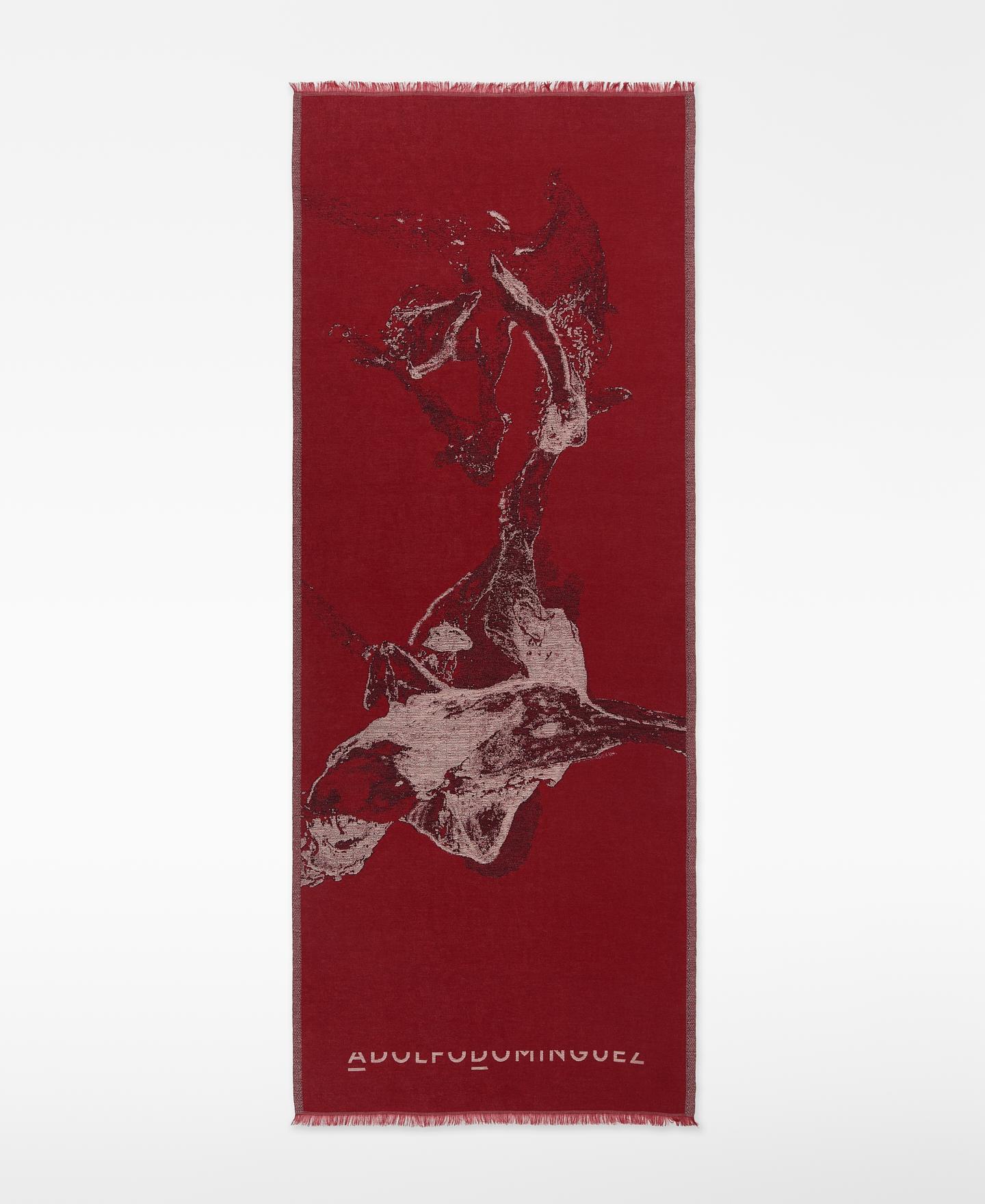 Xaile Estampado em Jacquard de Algodão Vermelho-1