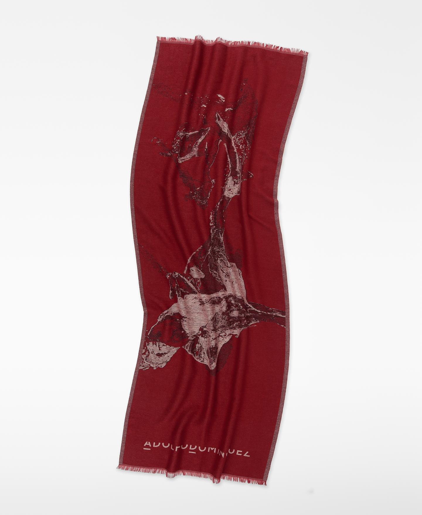 Xaile Estampado em Jacquard de Algodão Vermelho-2