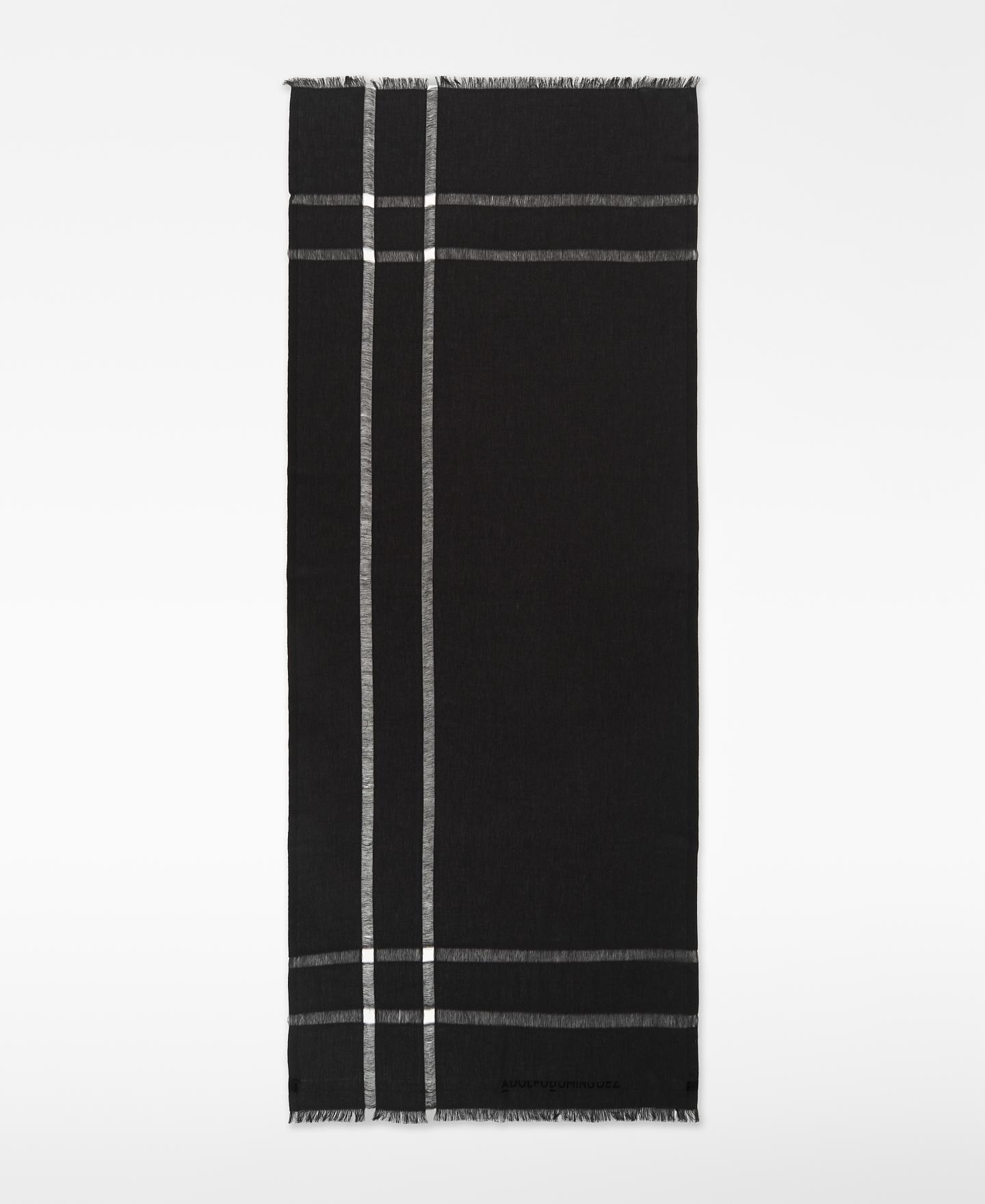 Xaile de Algodão com Detalhes Perfurados Preto-1