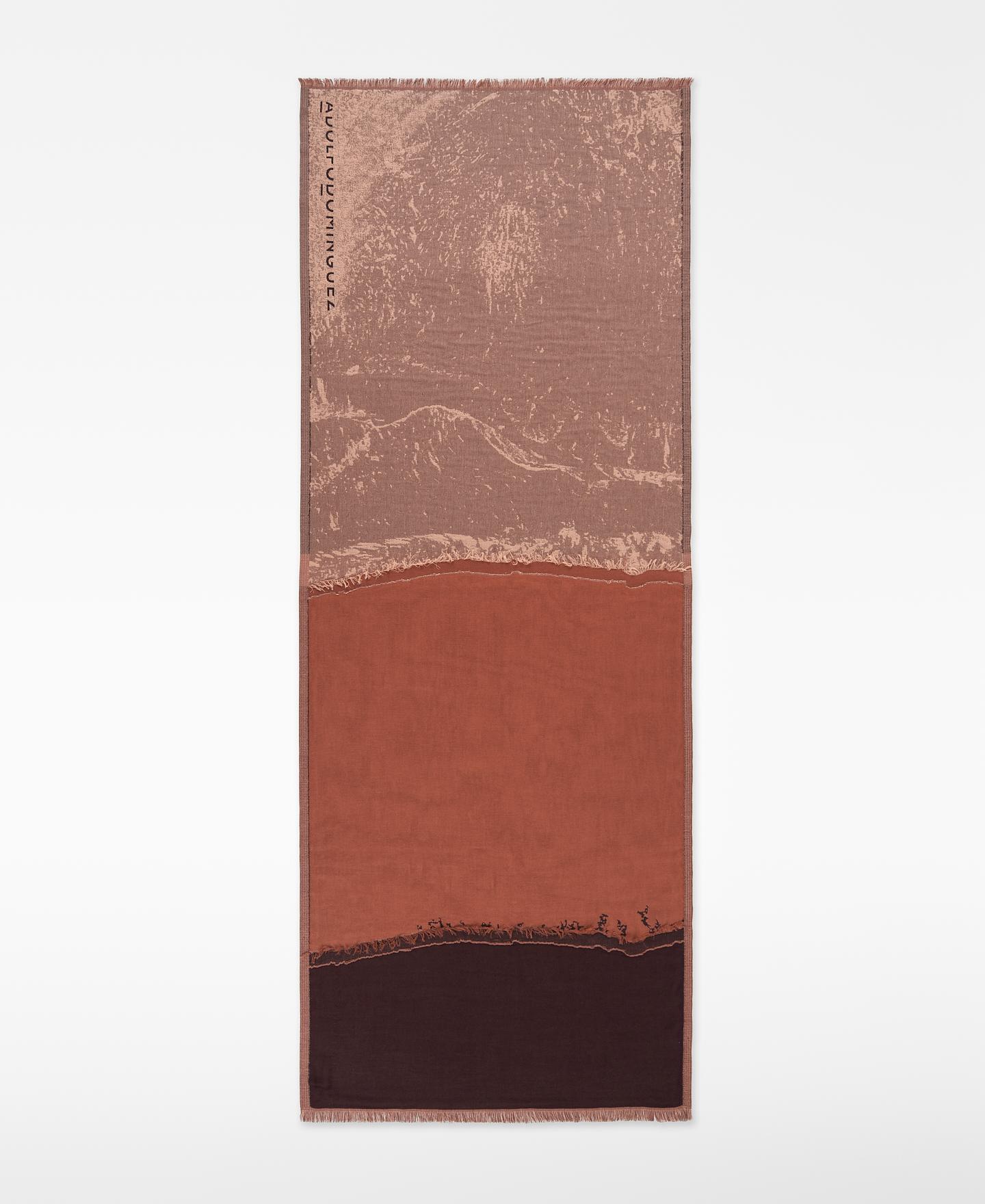 Xaile Estampado em Jacquard Castanho / Laranja-1