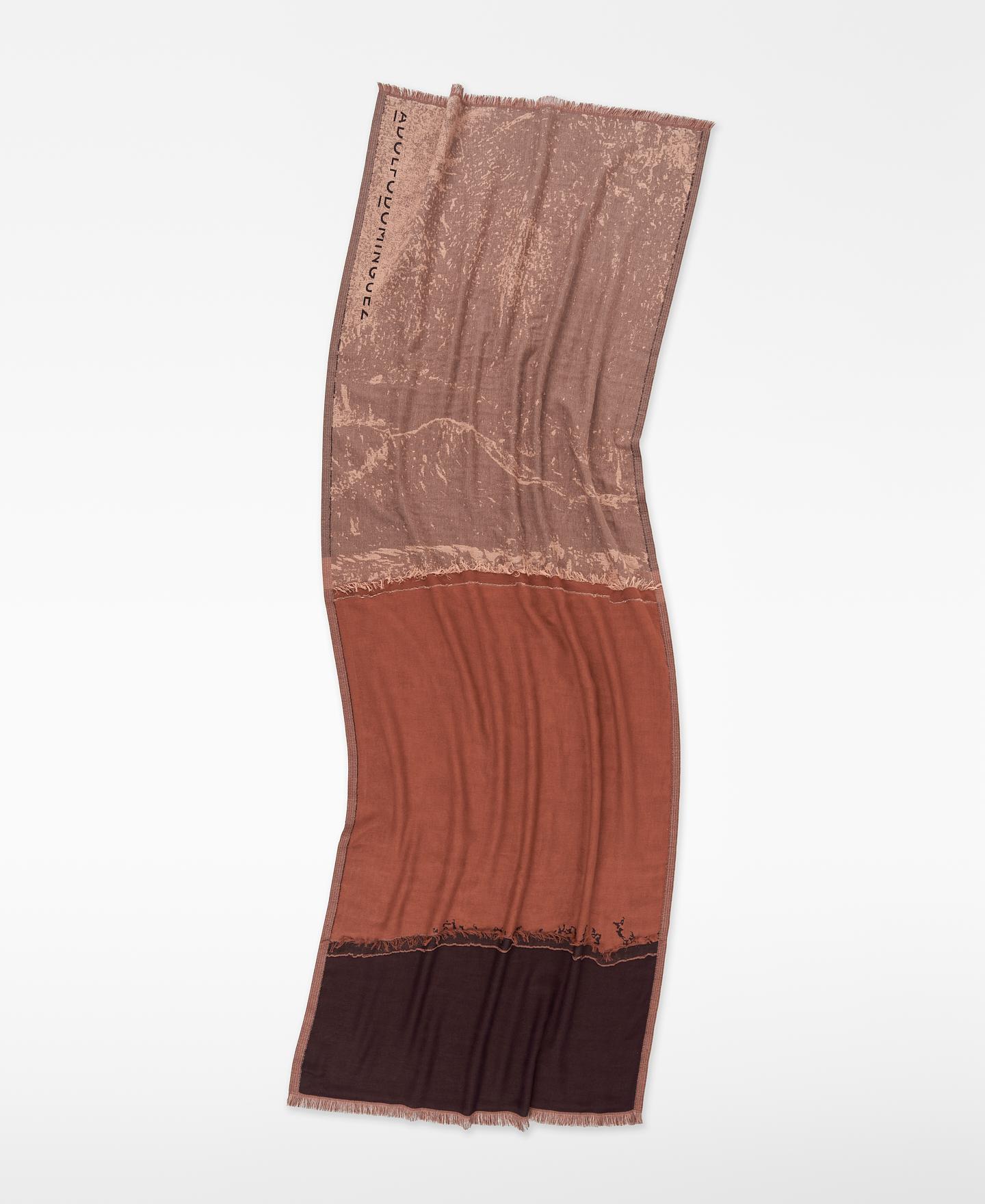Xaile Estampado em Jacquard Castanho / Laranja-2