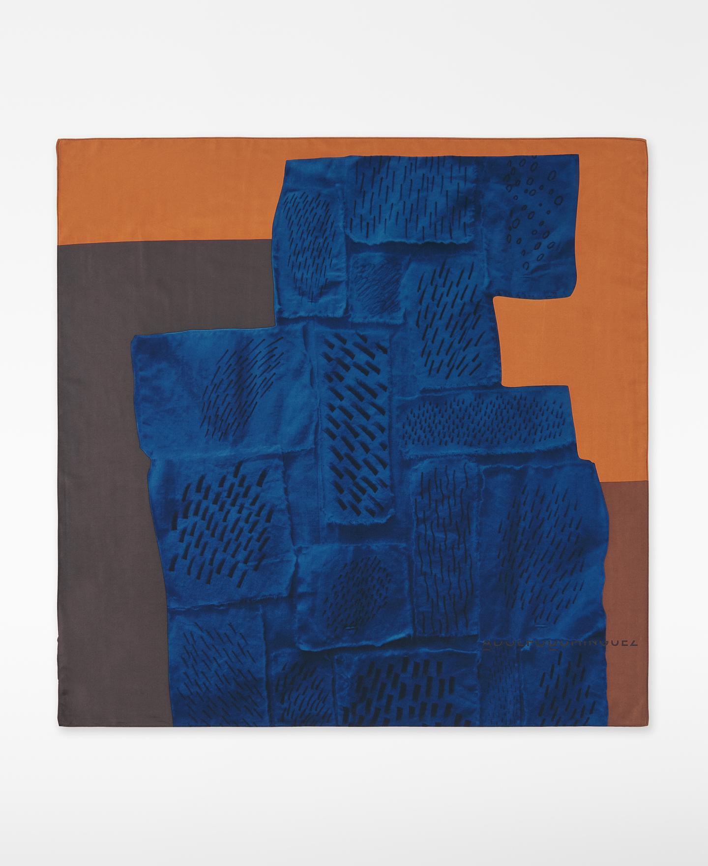 Écharpe Quadrada Estampada Azul-marinho / Laranja-1