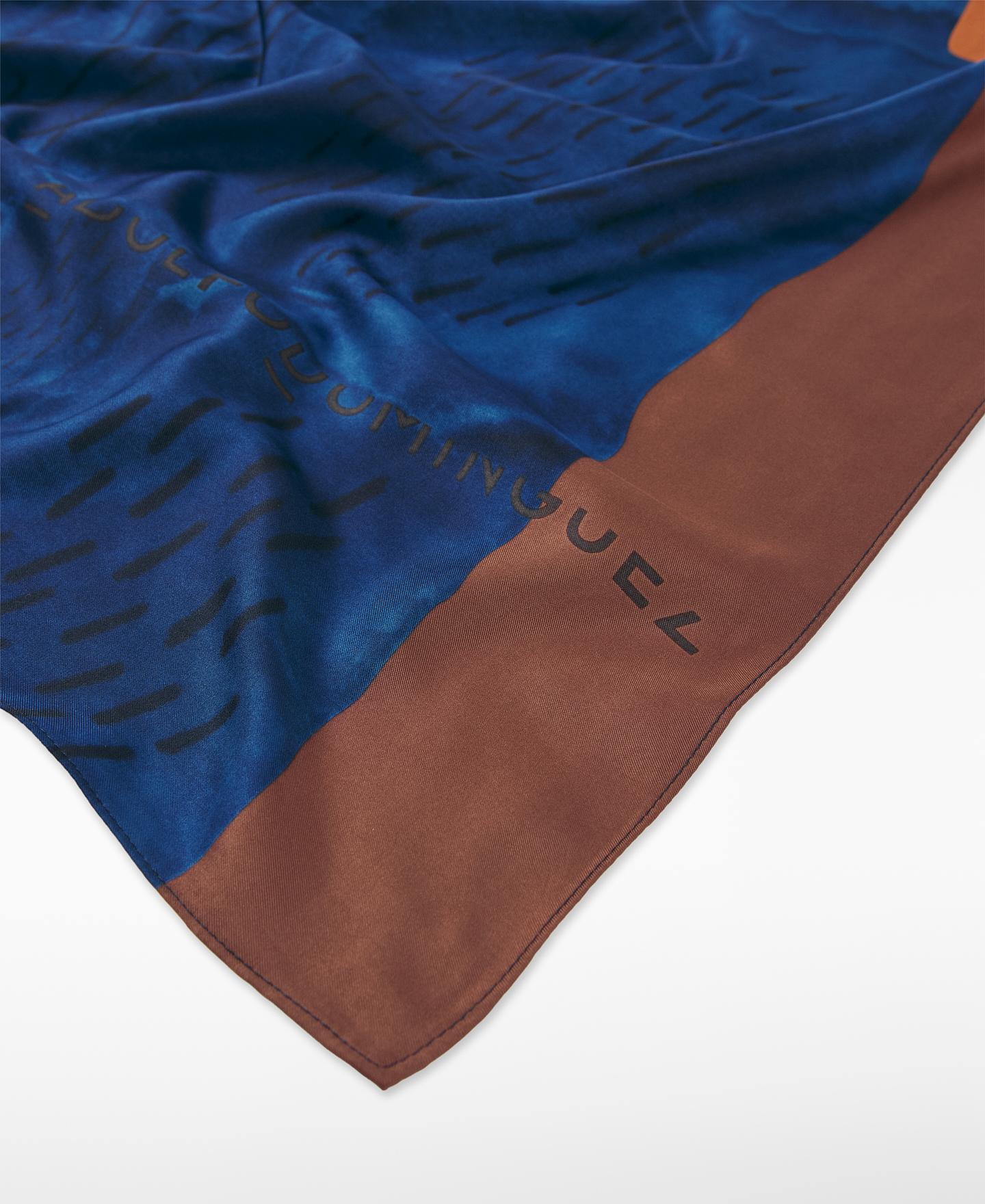 Écharpe Quadrada Estampada Azul-marinho / Laranja-3