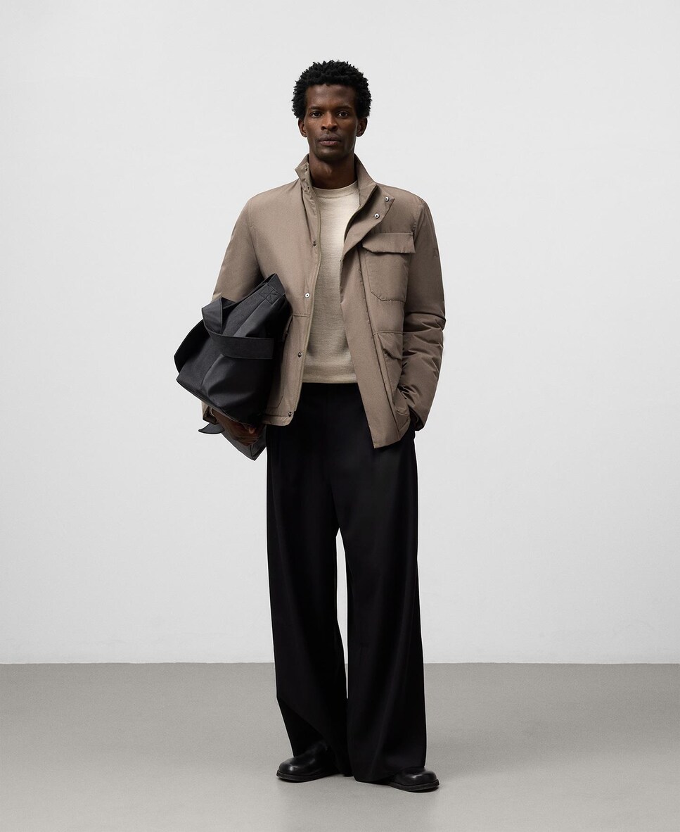 Casaco Acolchoado com Gola Tira Castanho-claro-2