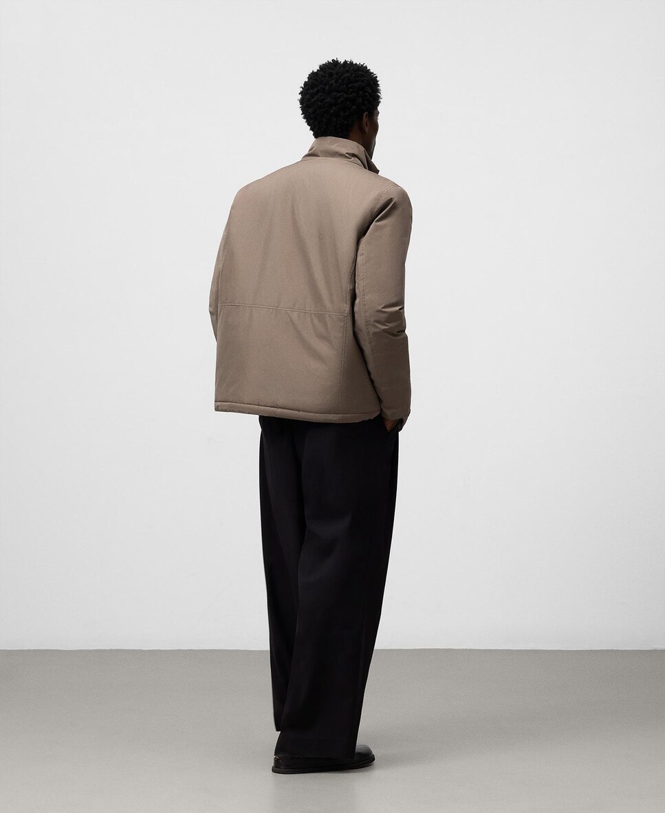 Casaco Acolchoado com Gola Tira Castanho-claro-3