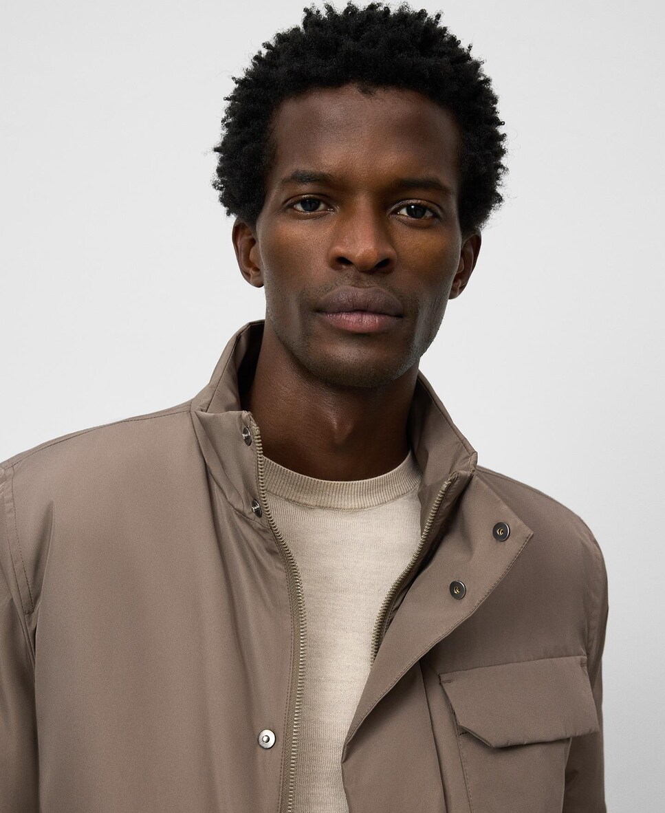 Casaco Acolchoado com Gola Tira Castanho-claro-4