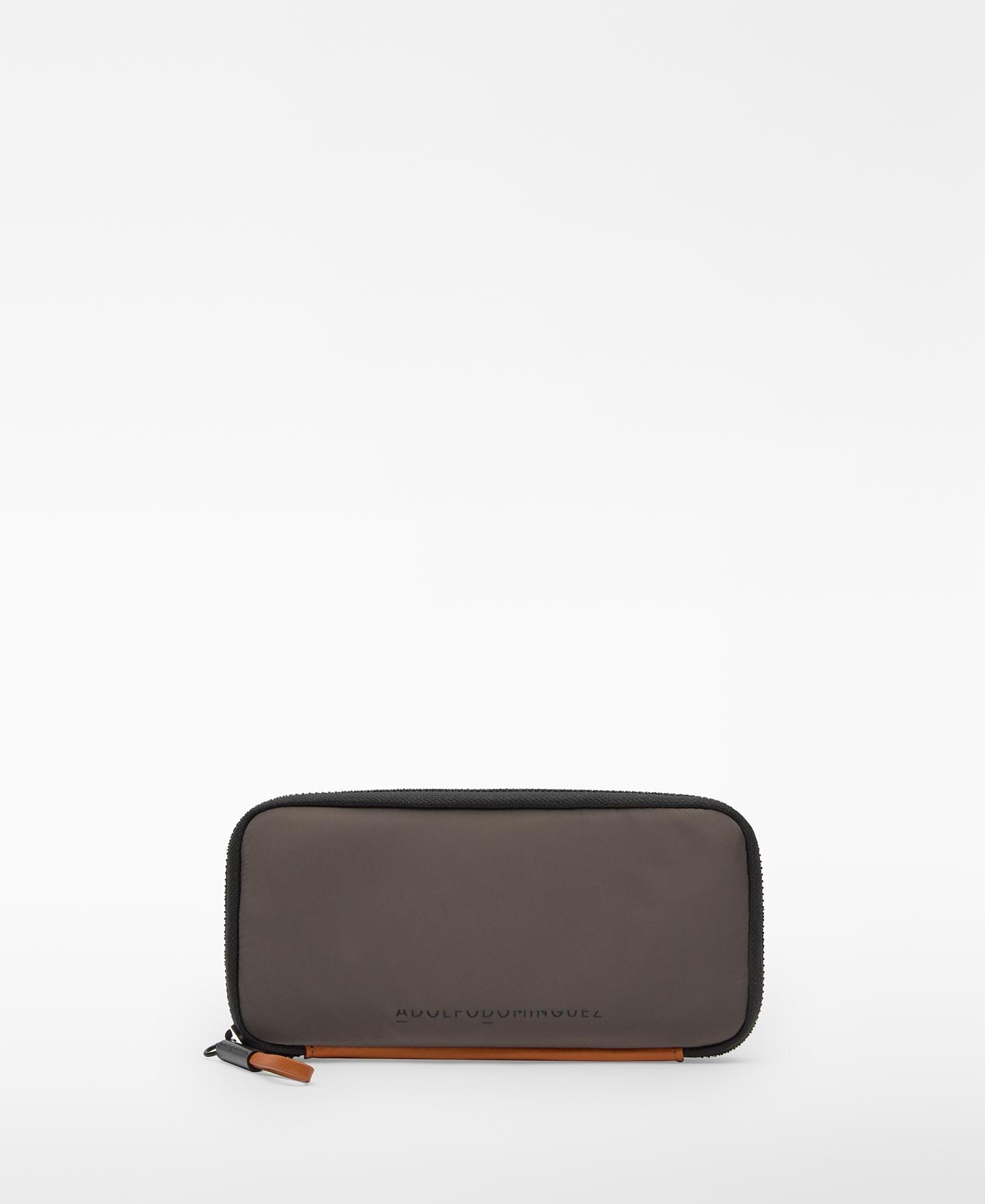 Carteira em Nylon Bicolor Cinzento / Laranja-1