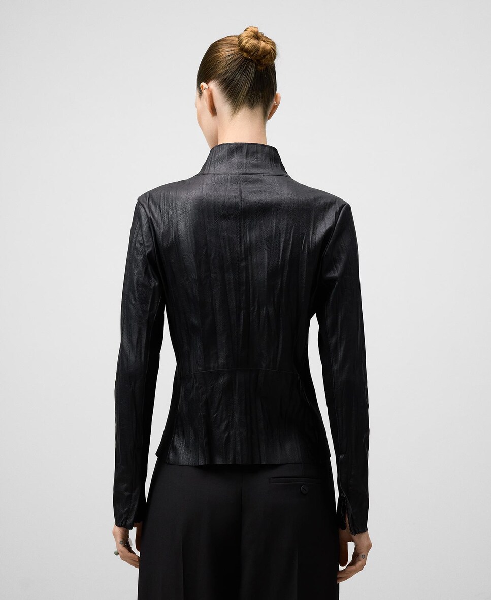 Casaco Tipo Biker Pele Não Pele Preto-3