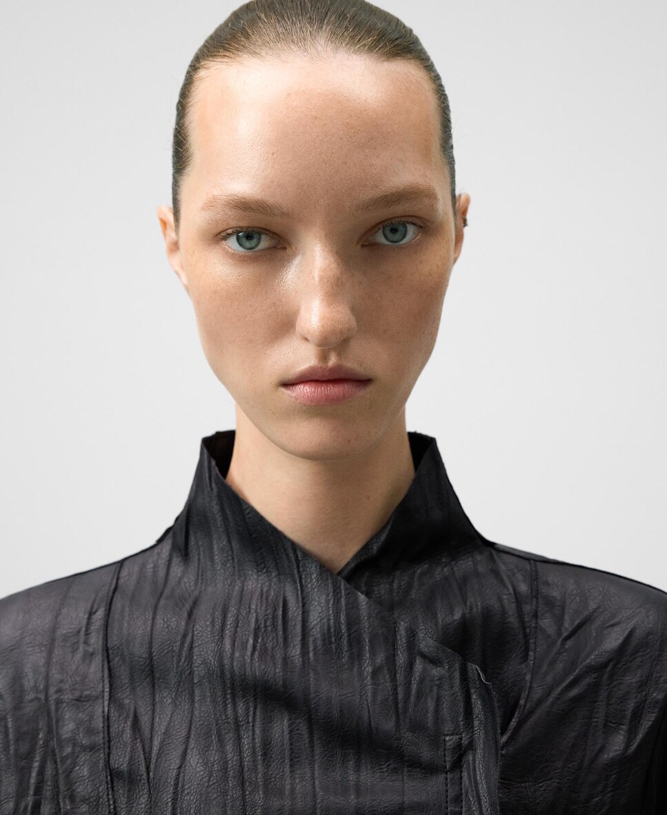 Casaco Tipo Biker Pele Não Pele Preto-4