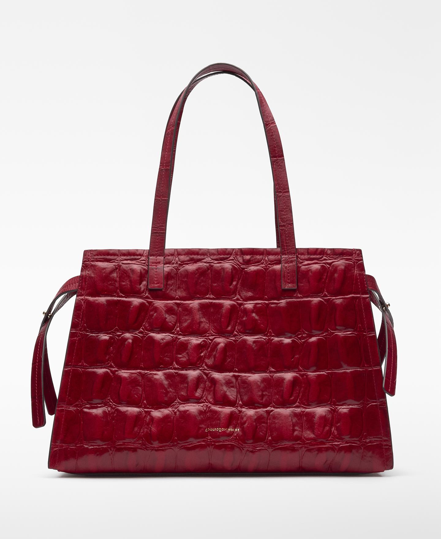 Mala de Ombro Tipo Citybag de Pele Mica Vermelho-1