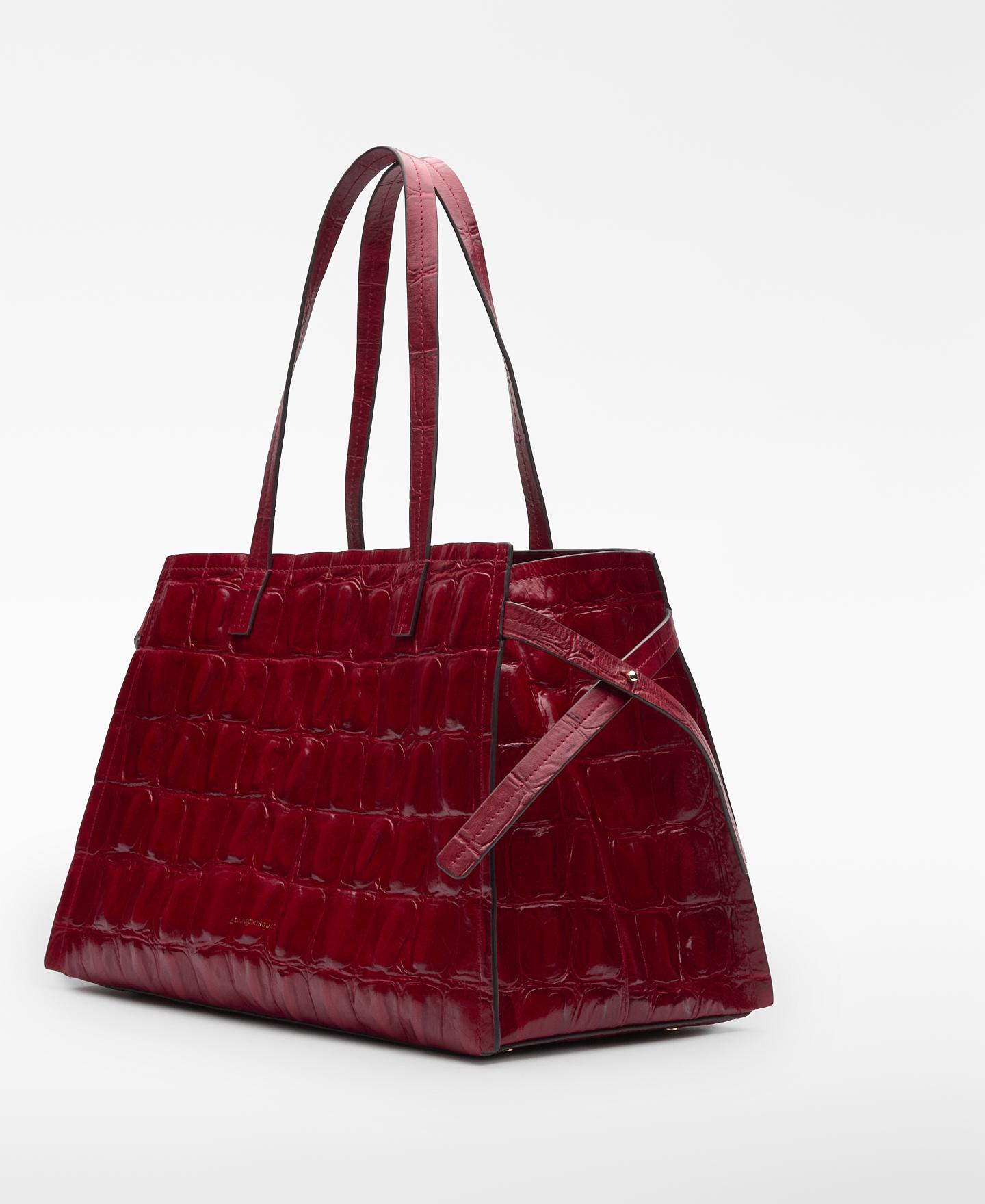 Mala de Ombro Tipo Citybag de Pele Mica Vermelho-3