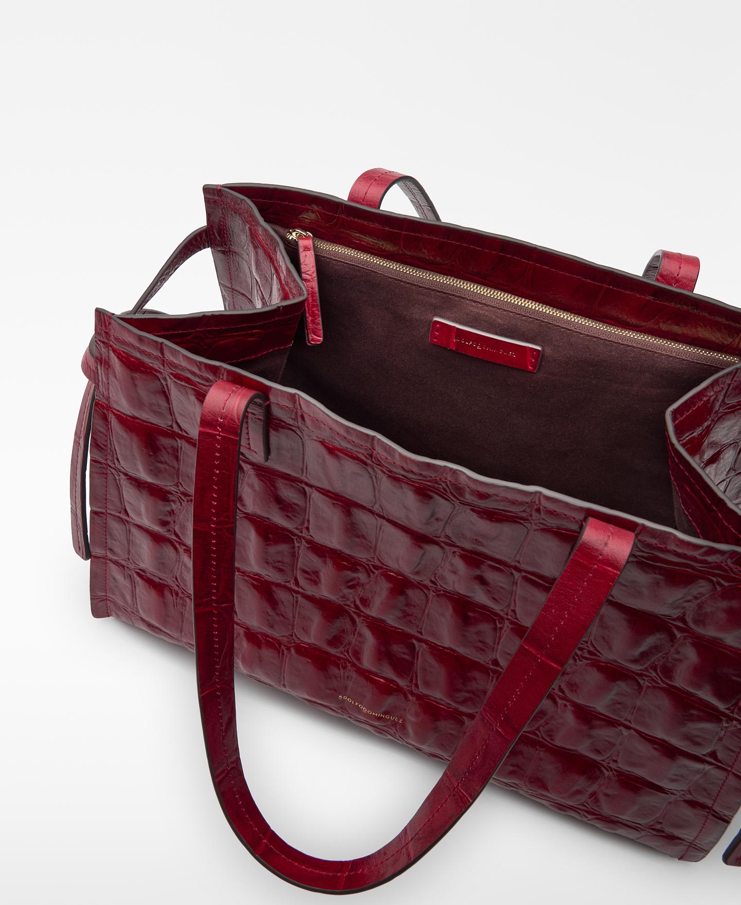 Mala de Ombro Tipo Citybag de Pele Mica Vermelho-4