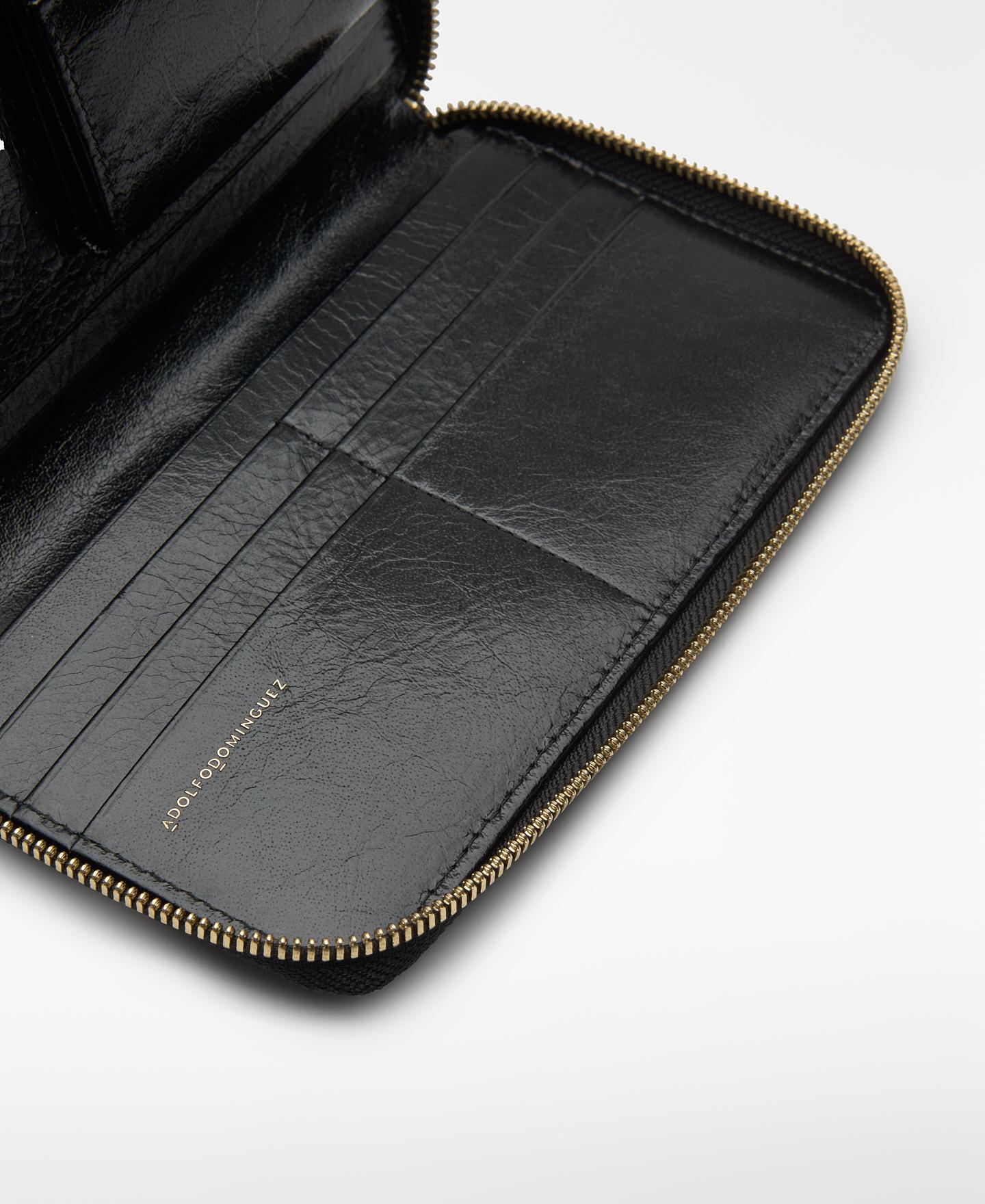 Carteira de Pele com Fecho Zip Preto-2