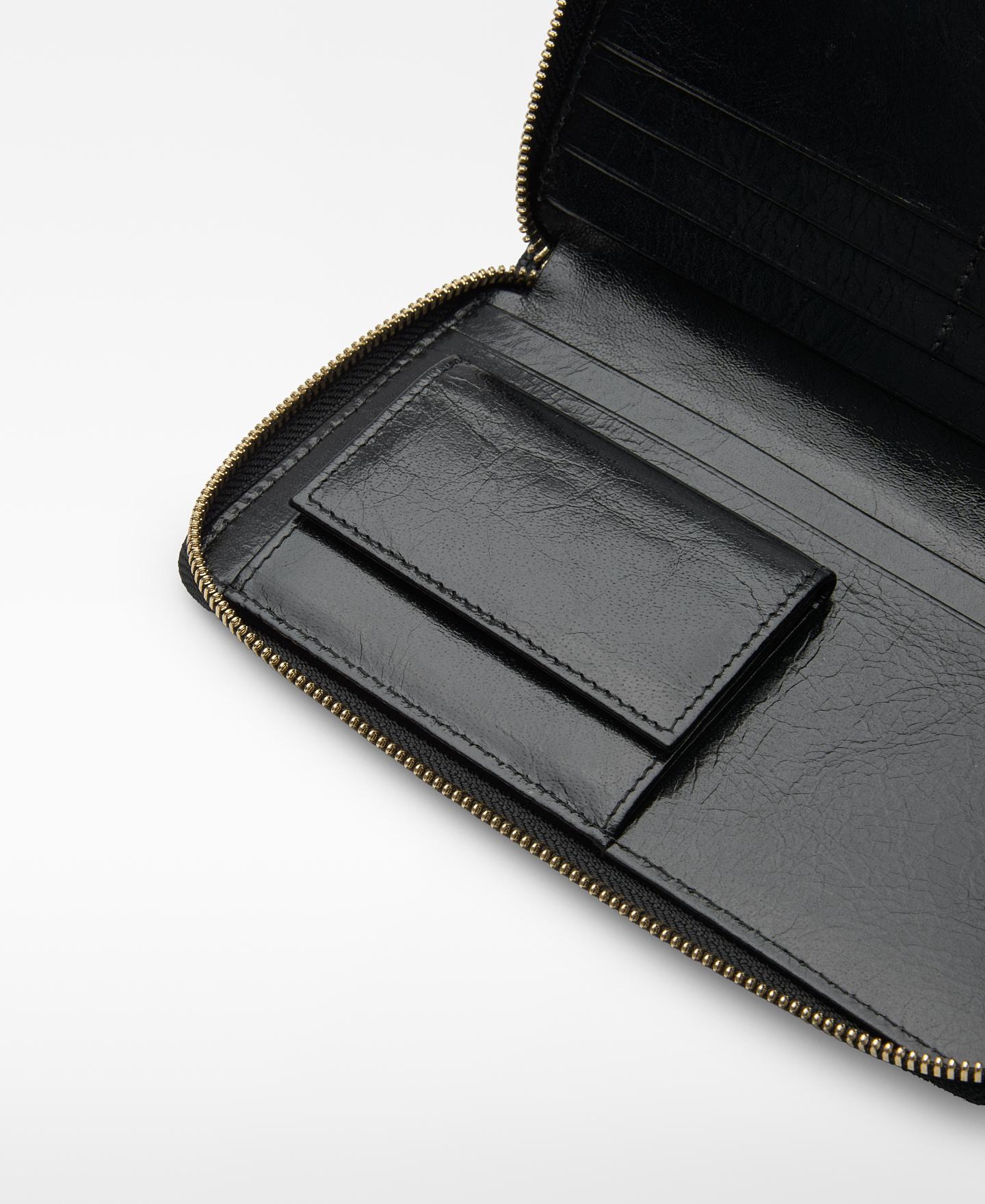 Carteira de Pele com Fecho Zip Preto-3