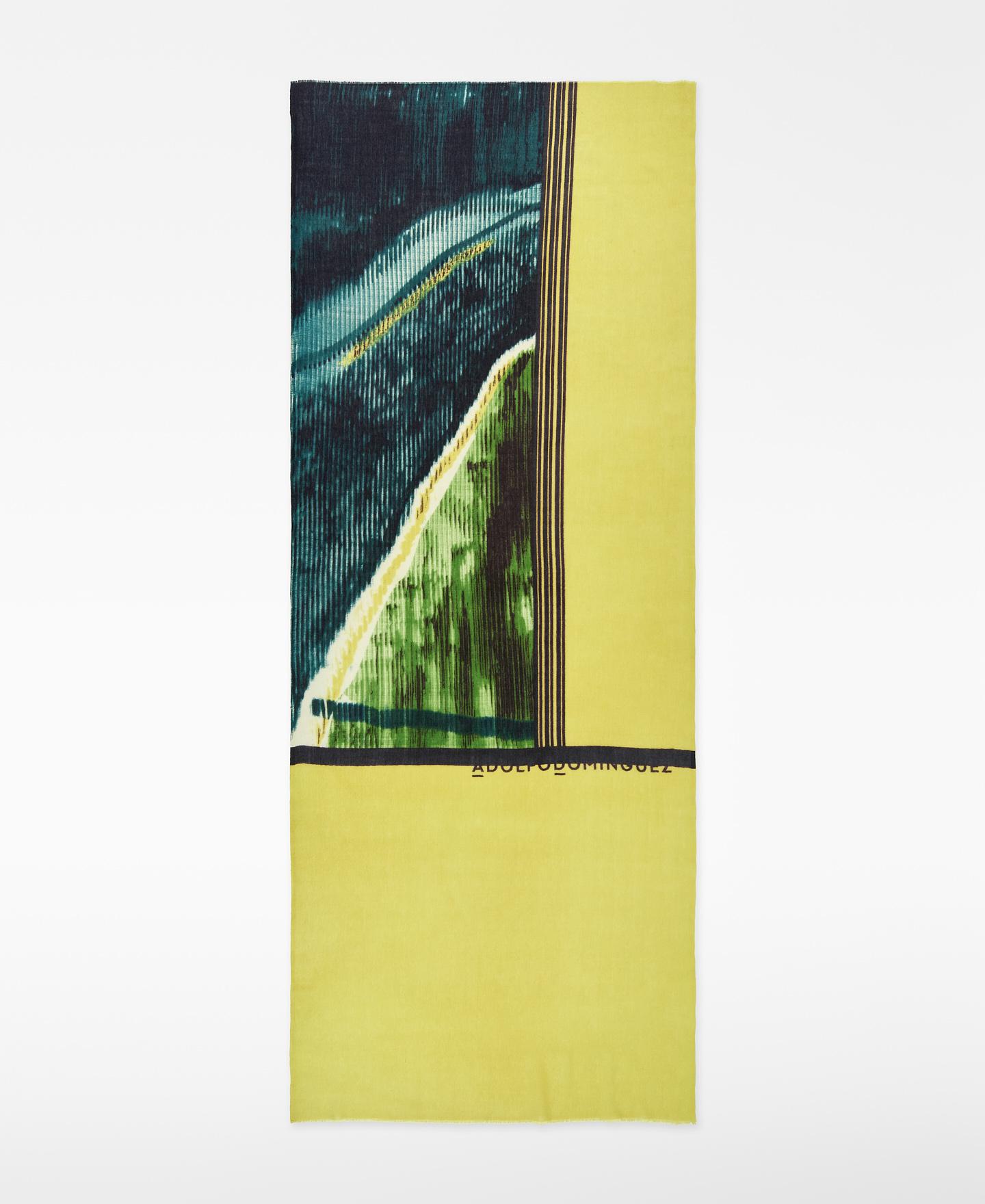 Xaile Estampado em Lã Merino Amarelo / Preto-1