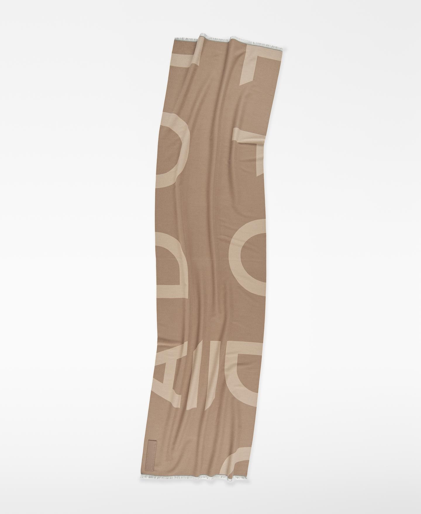 Cachecol com Maxi Logo em Jacquard Bege-2