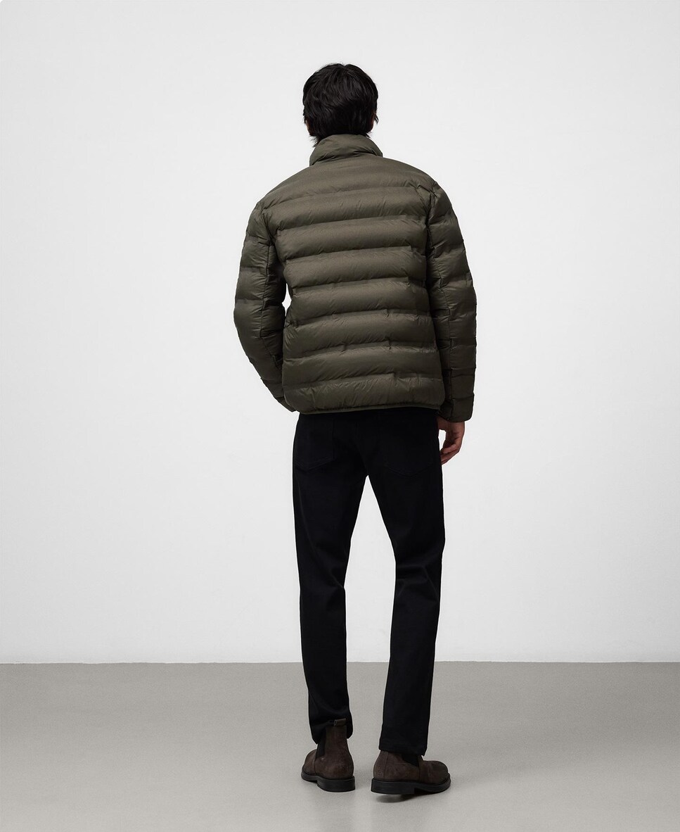 Plumífero de Gola Alta e Bolsos Laterais Verde-escuro-3