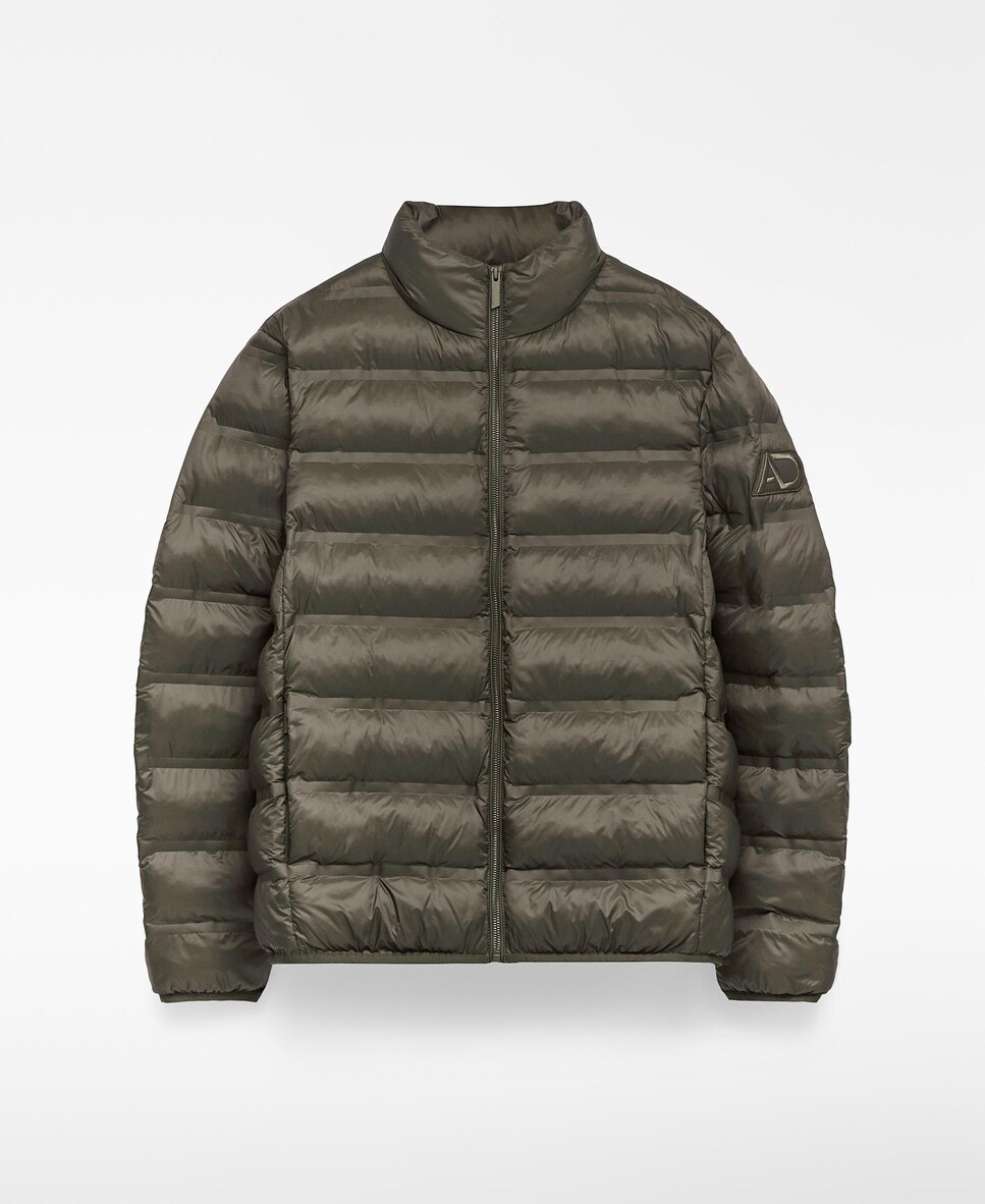 Plumífero de Gola Alta e Bolsos Laterais Verde-escuro-5