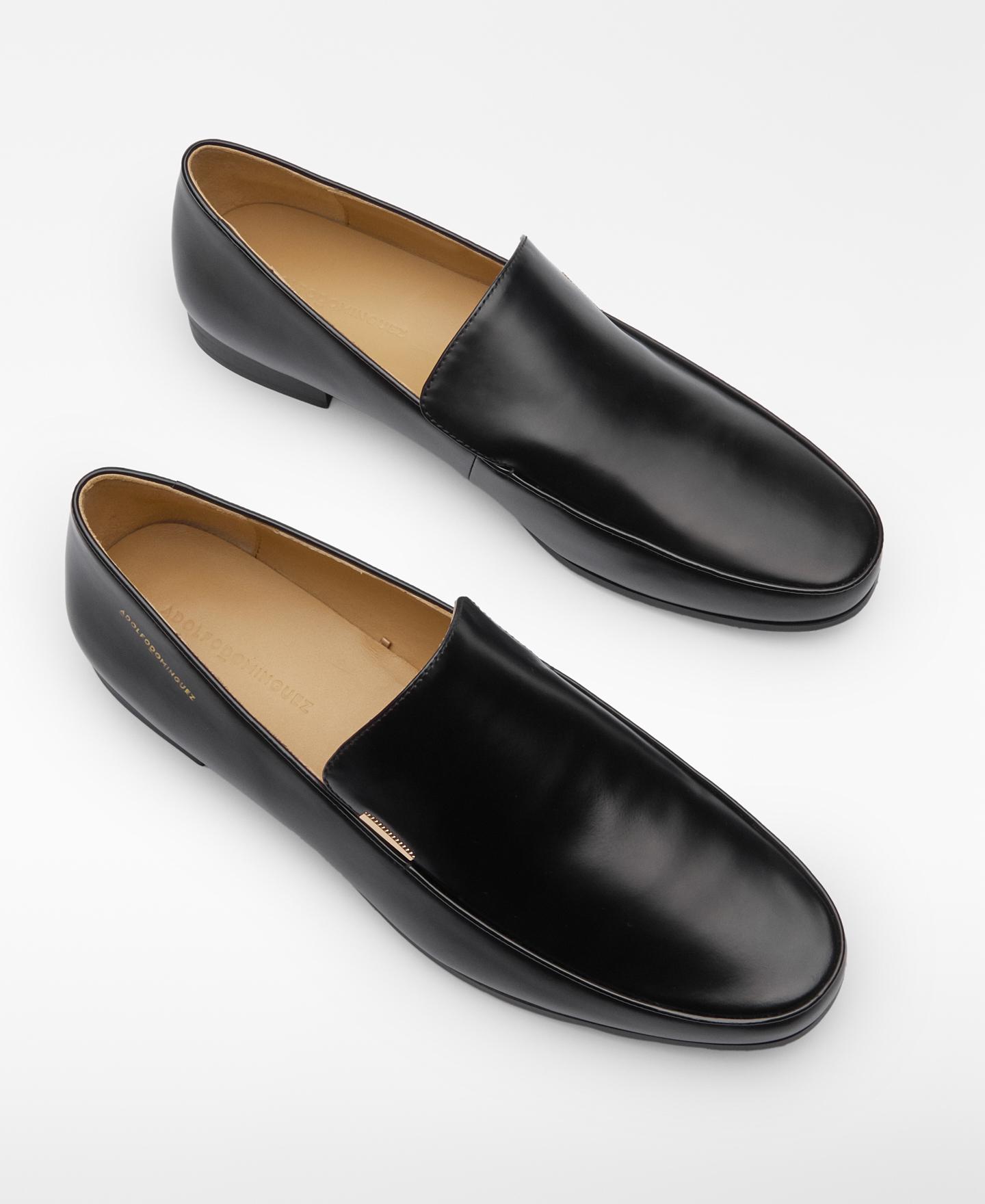 Mocassins Rasos de Pele em Preto Preto-2