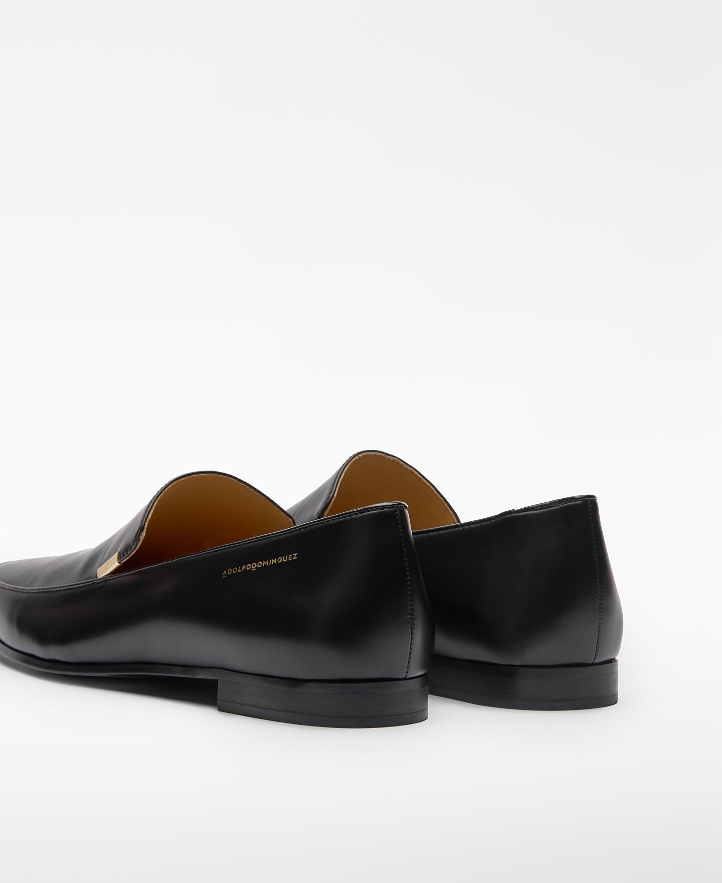 Mocassins Rasos de Pele em Preto Preto-3
