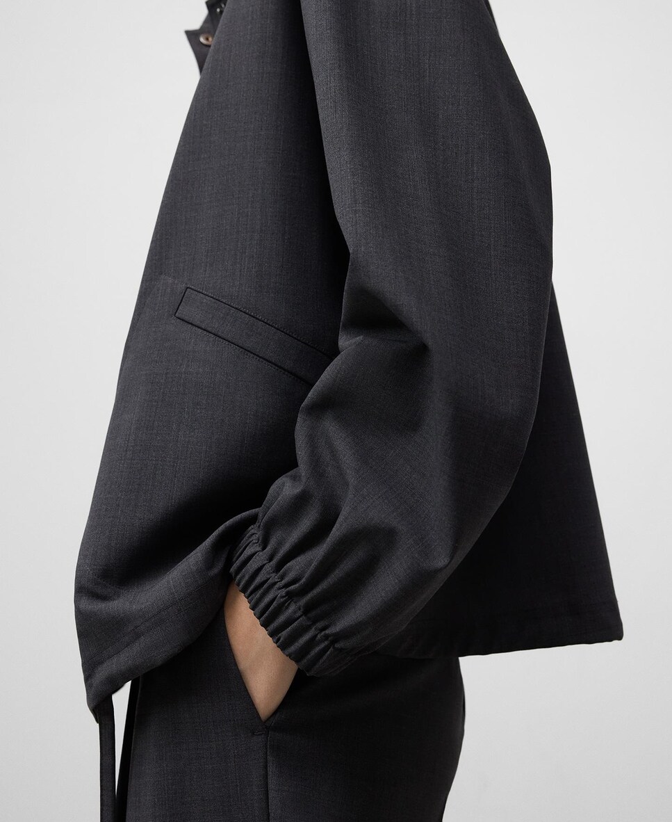 Sobrecamisa com Bainha Ajustável e Fecho com Snaps Cinzento-escuro-4