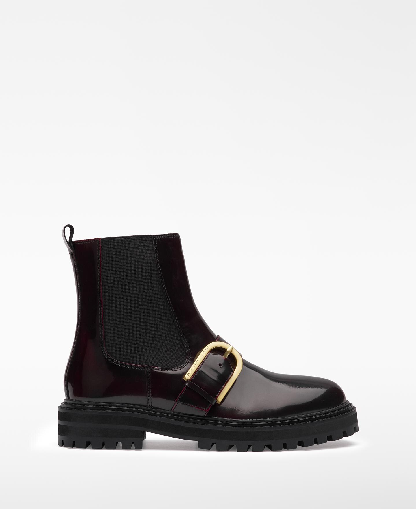 Botins de Verniz com Fivela Grená-1