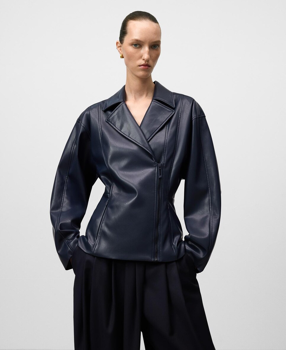 Casaco Tipo Biker Pele Não Pele Azul-escuro-1