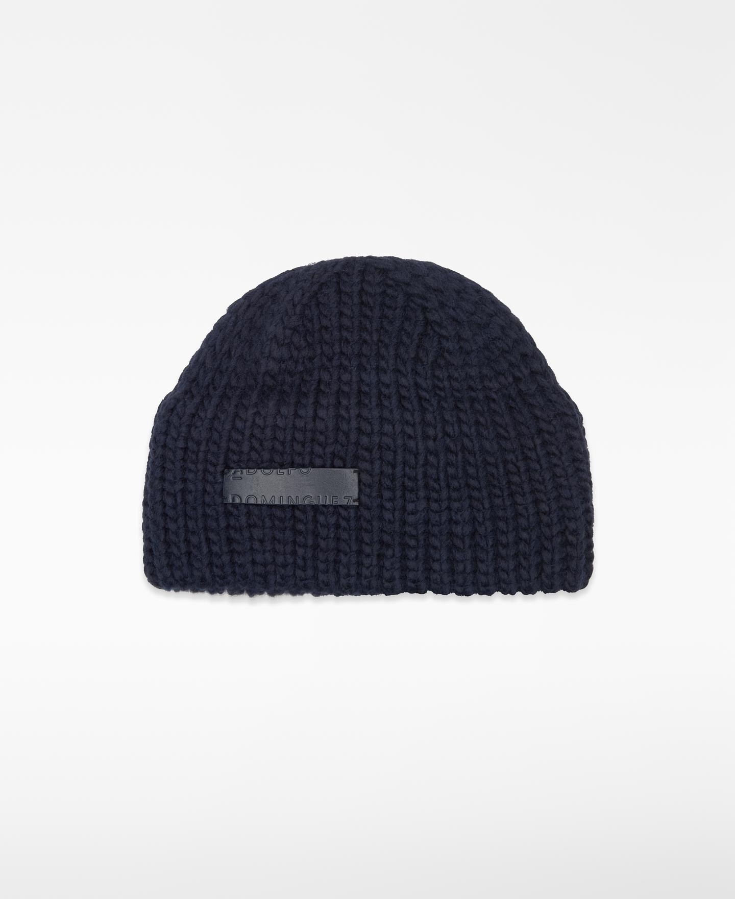 Chapéu Beanie em Malha Grossa Azul-escuro-1