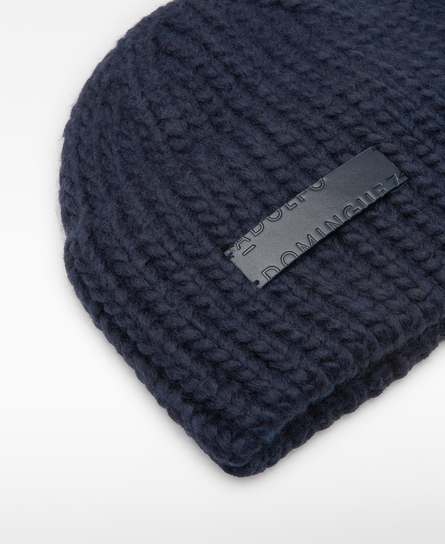 Chapéu Beanie em Malha Grossa Azul-escuro-2