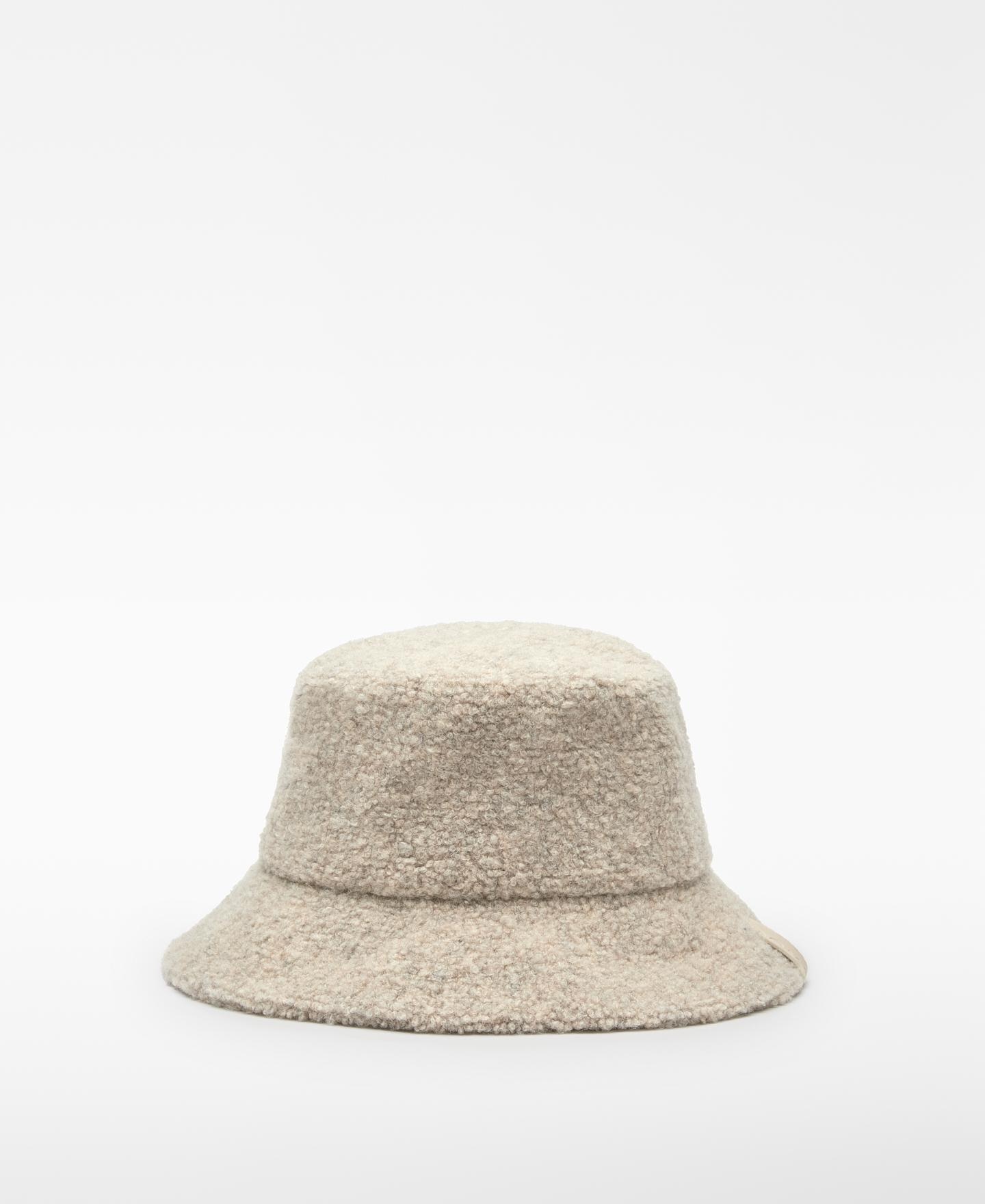Chapéu Tipo Bucket com Textura Bege-1