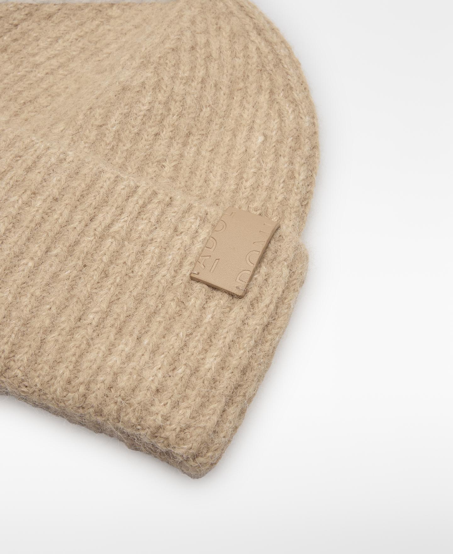 Chapéu Beanie em Malha Canelada Bege-2