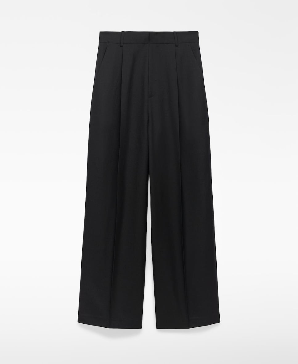 Calças Palazzo Tipo Alfaiate com Perna Larga Preto-5