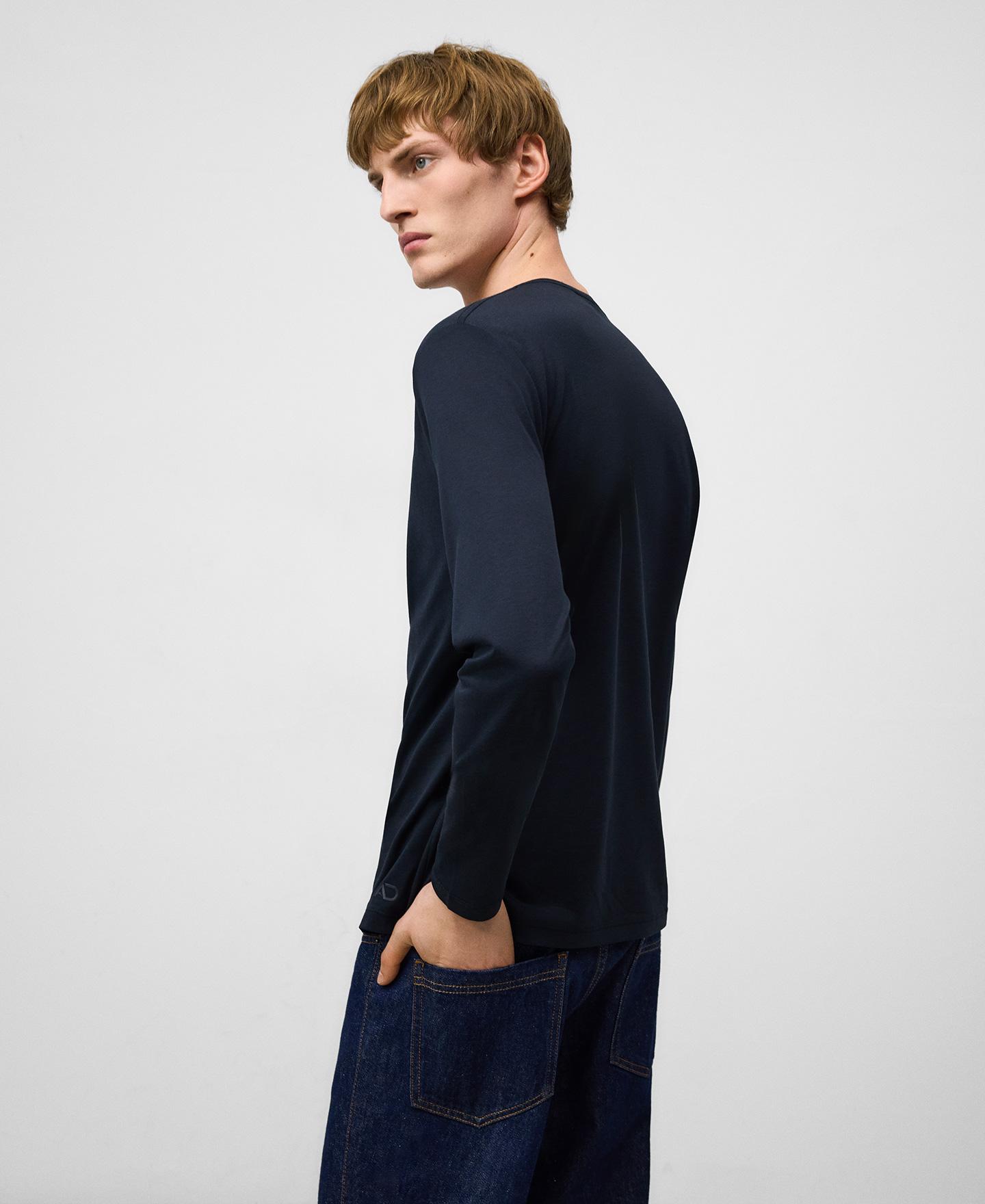 T-shirt de Manga Comprida Regular Fit Azul-marinho-3