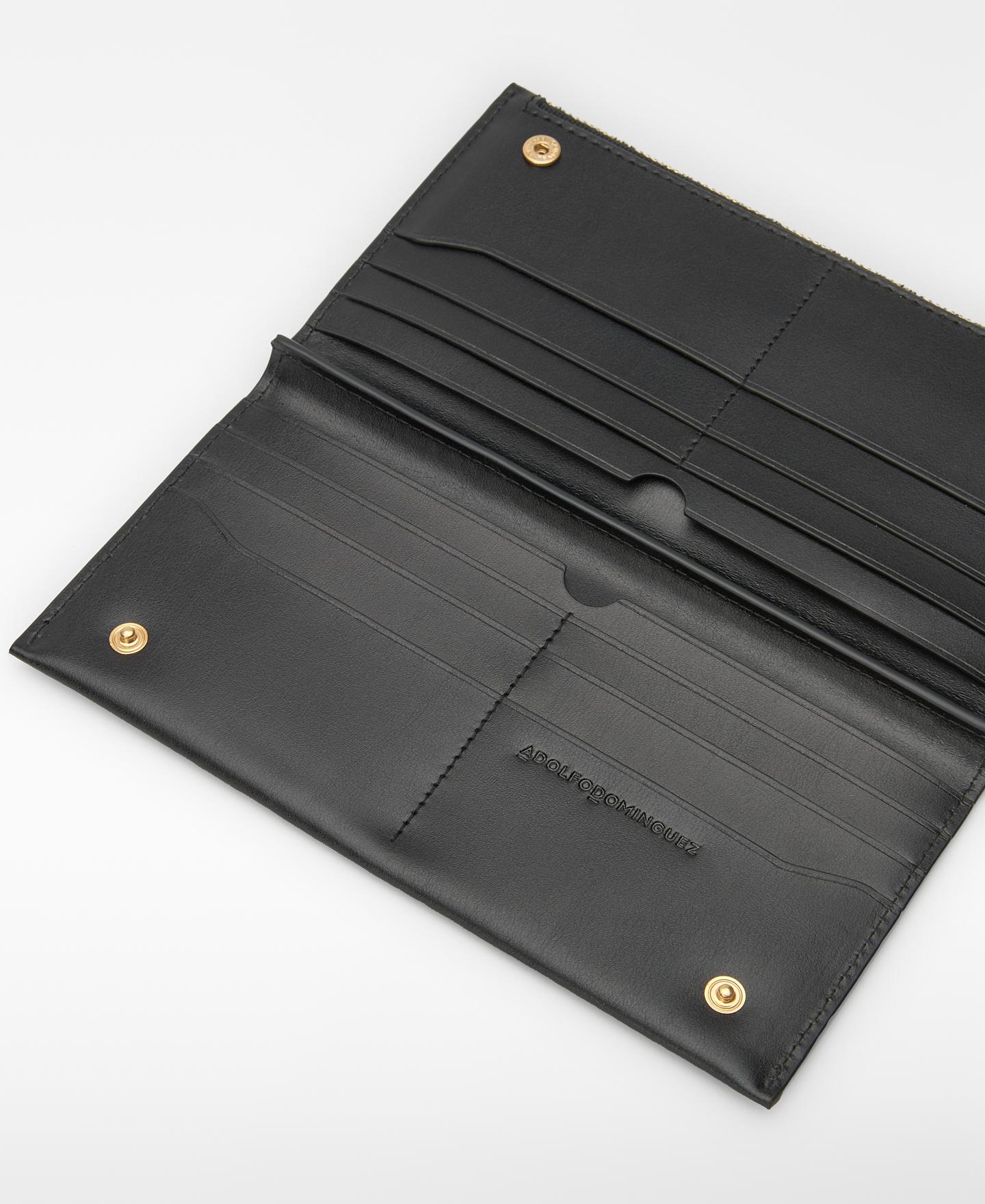 Carteira de Pele com Fecho Zip Preto-2