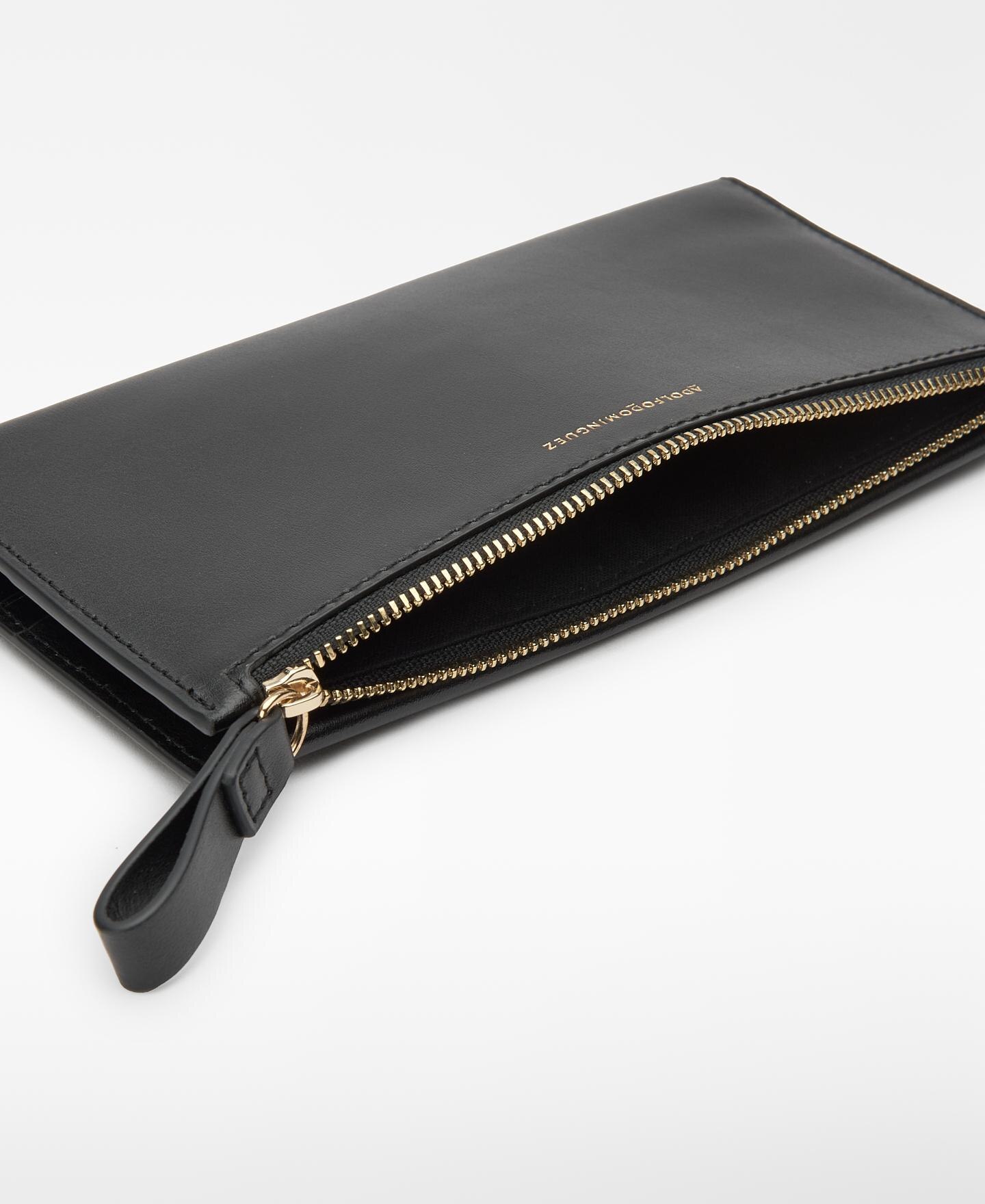 Carteira de Pele com Fecho Zip Preto-3