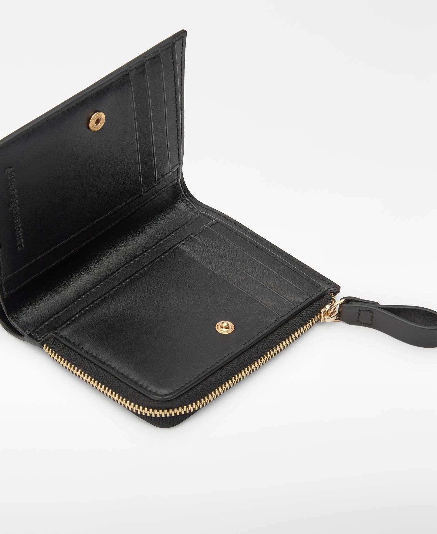 Carteira de Pele com Fecho Zip Preto-2