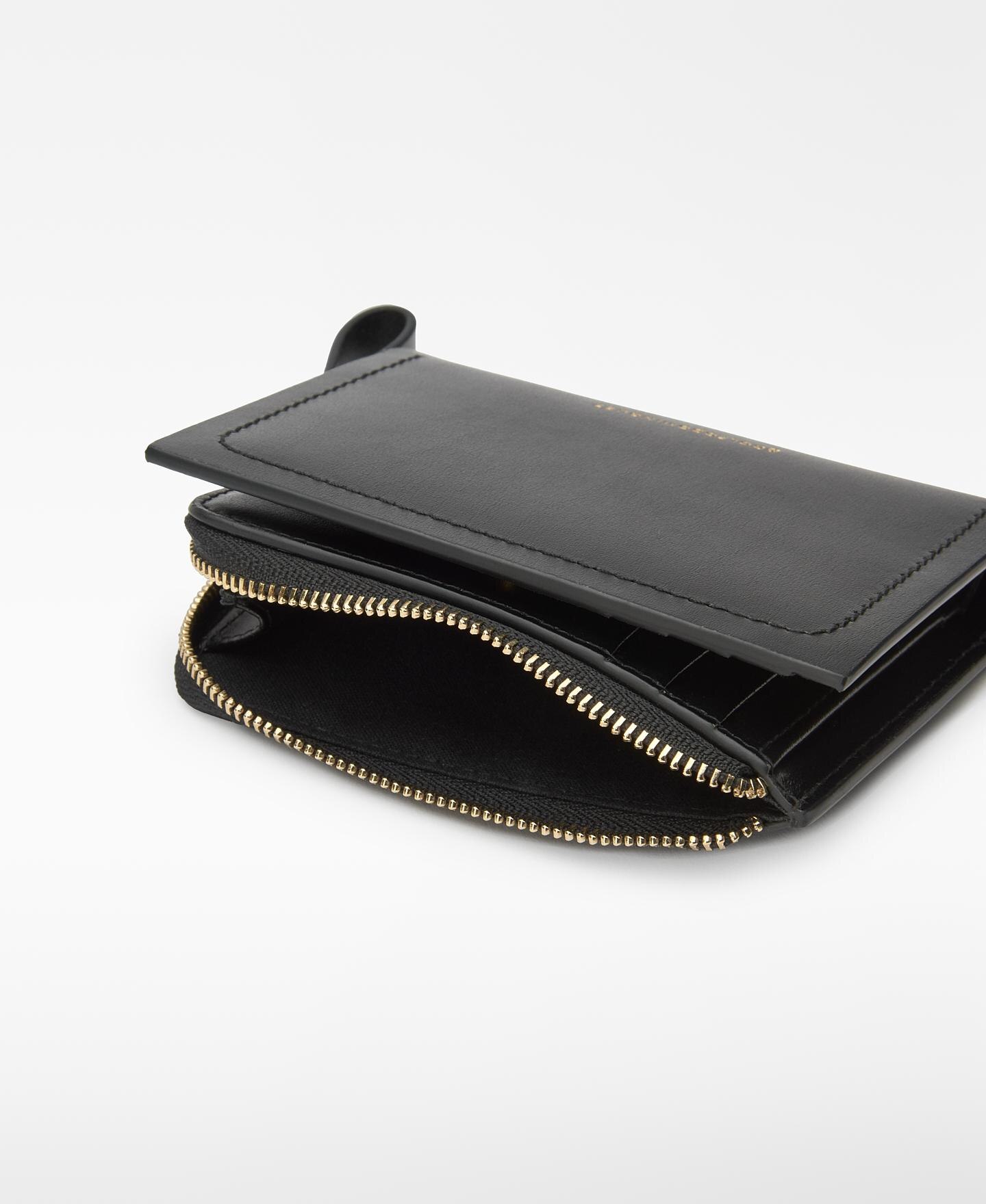 Carteira de Pele com Fecho Zip Preto-3