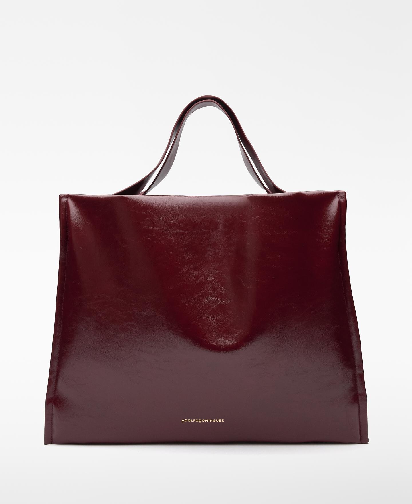 Mala Shopper Acolchoada em Pele no Pele Bordeaux-1
