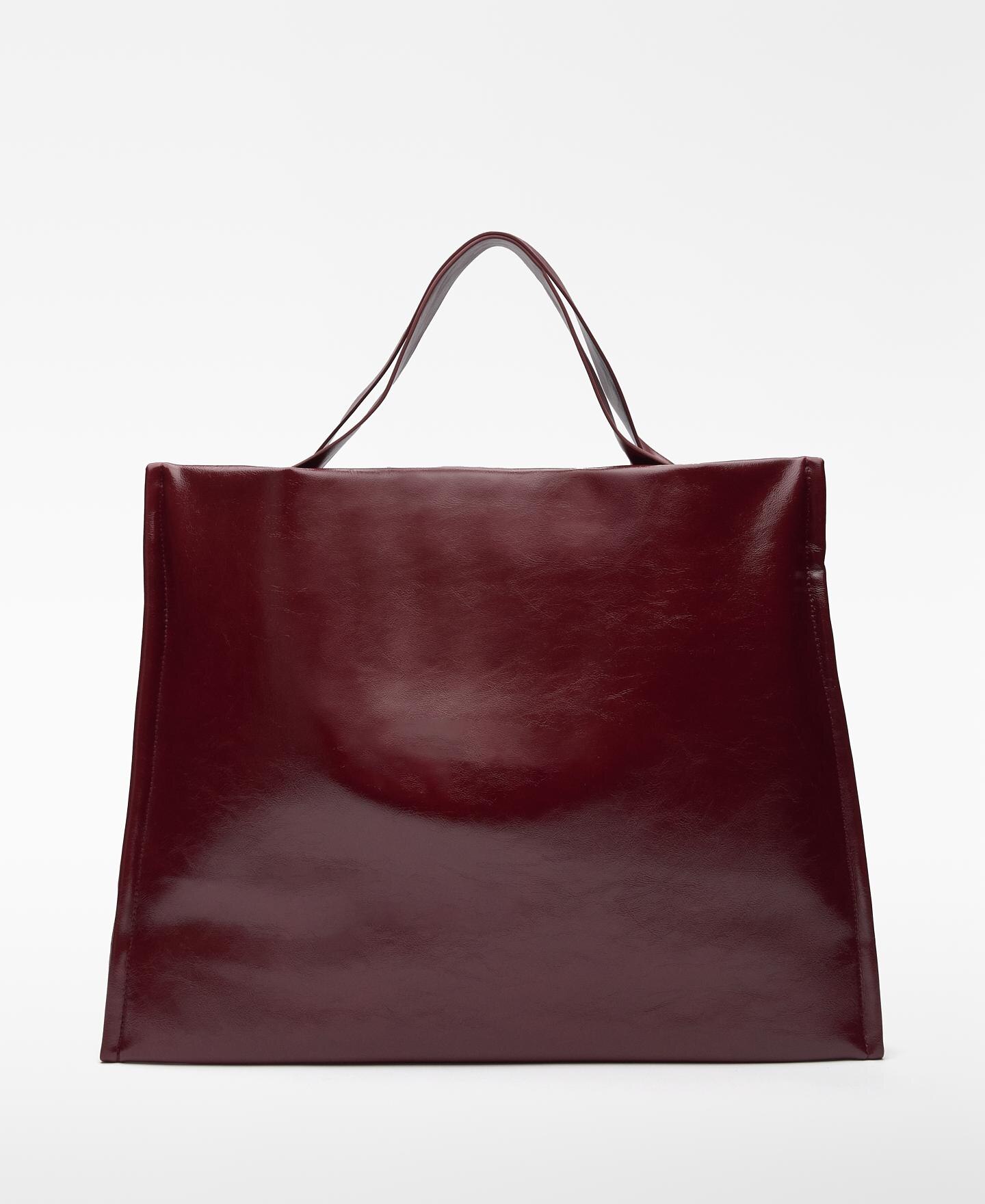 Mala Shopper Acolchoada em Pele no Pele Bordeaux-2