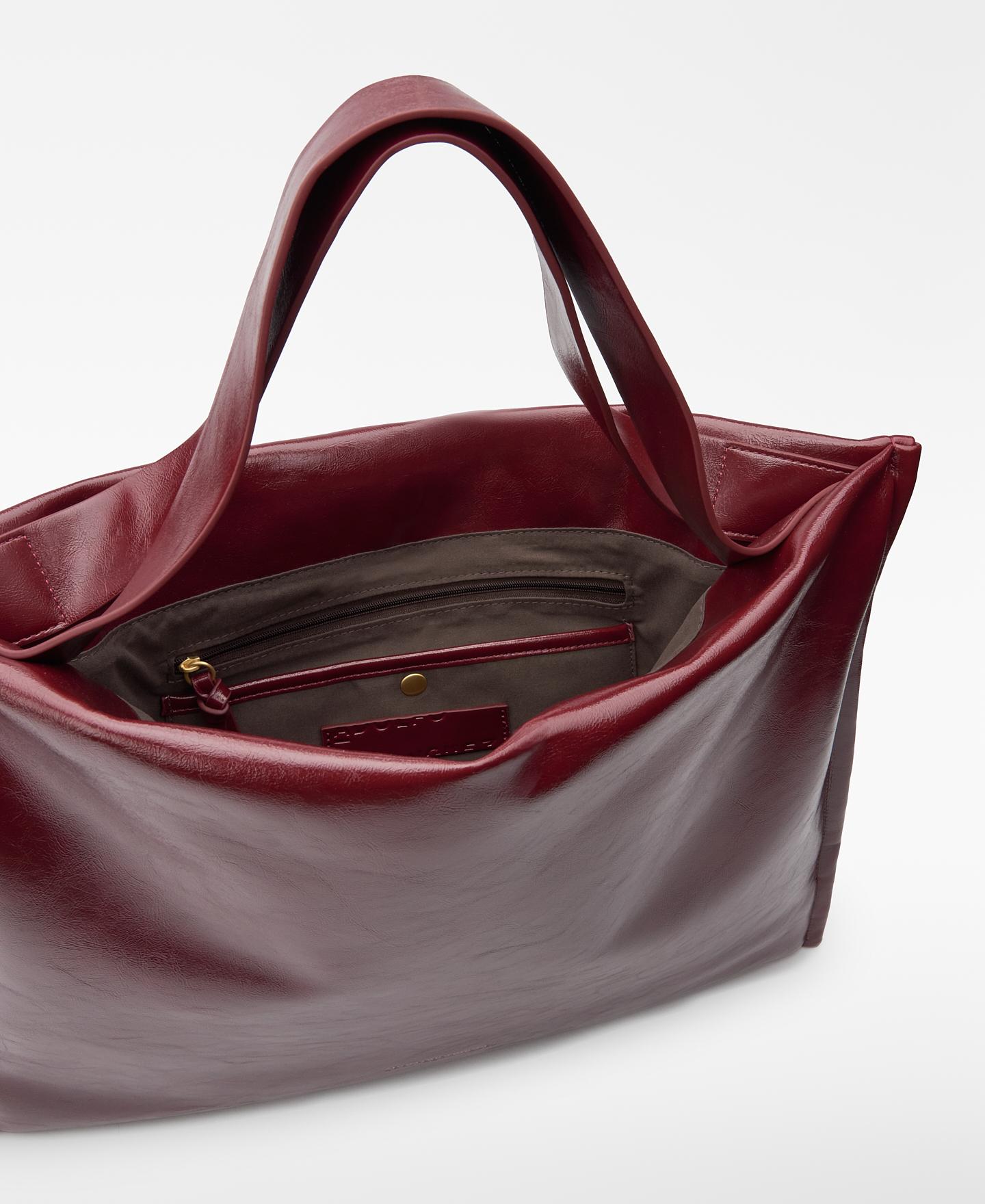 Mala Shopper Acolchoada em Pele no Pele Bordeaux-3