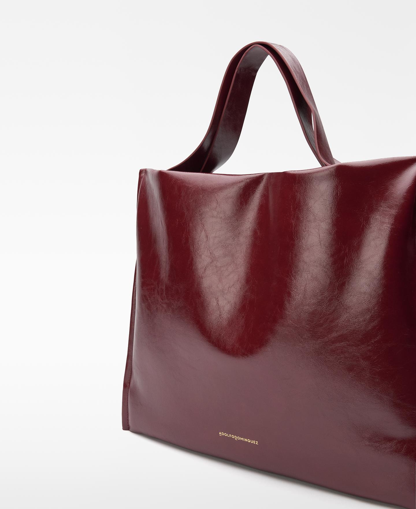 Mala Shopper Acolchoada em Pele no Pele Bordeaux-4