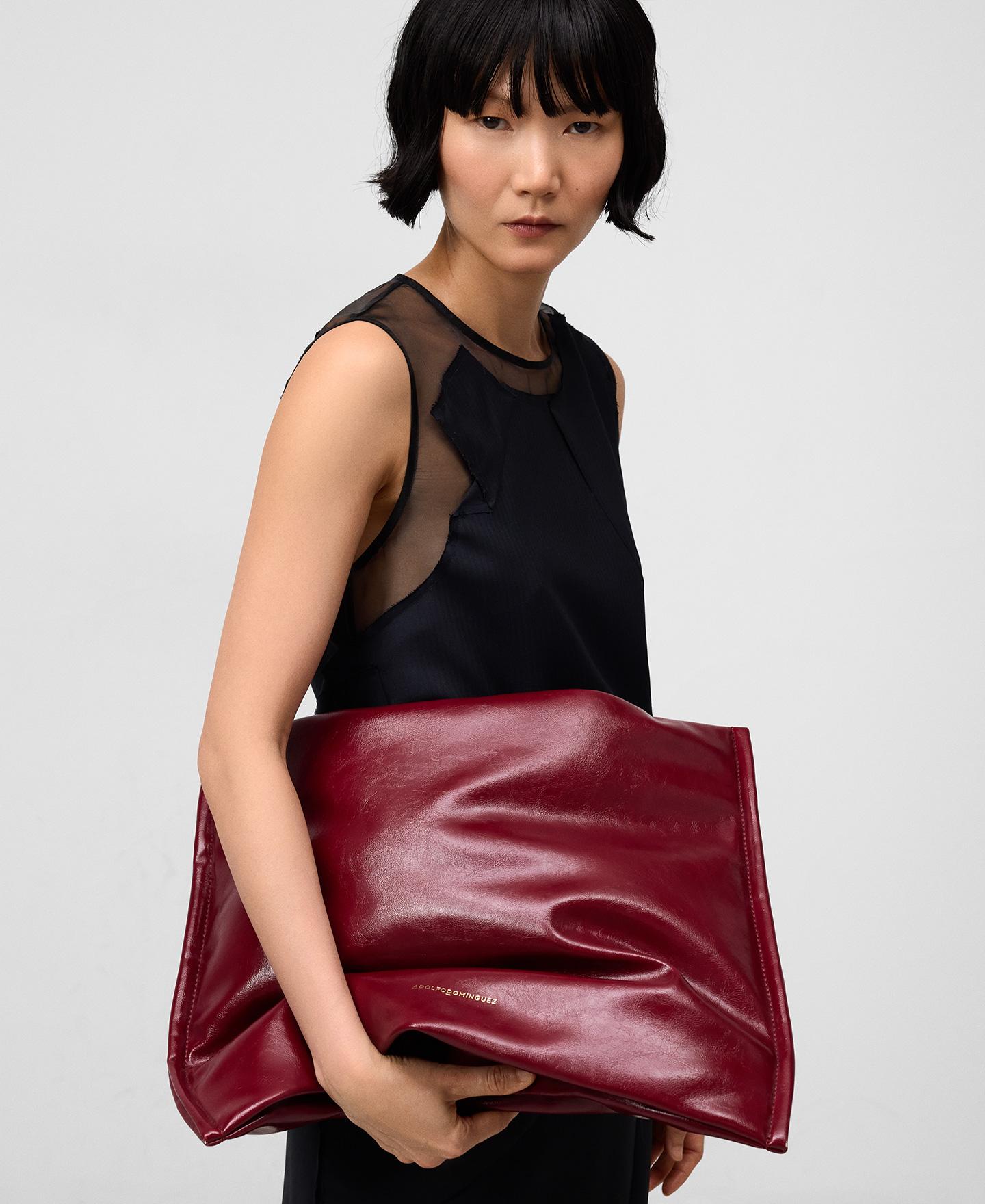 Mala Shopper Acolchoada em Pele no Pele Bordeaux-6