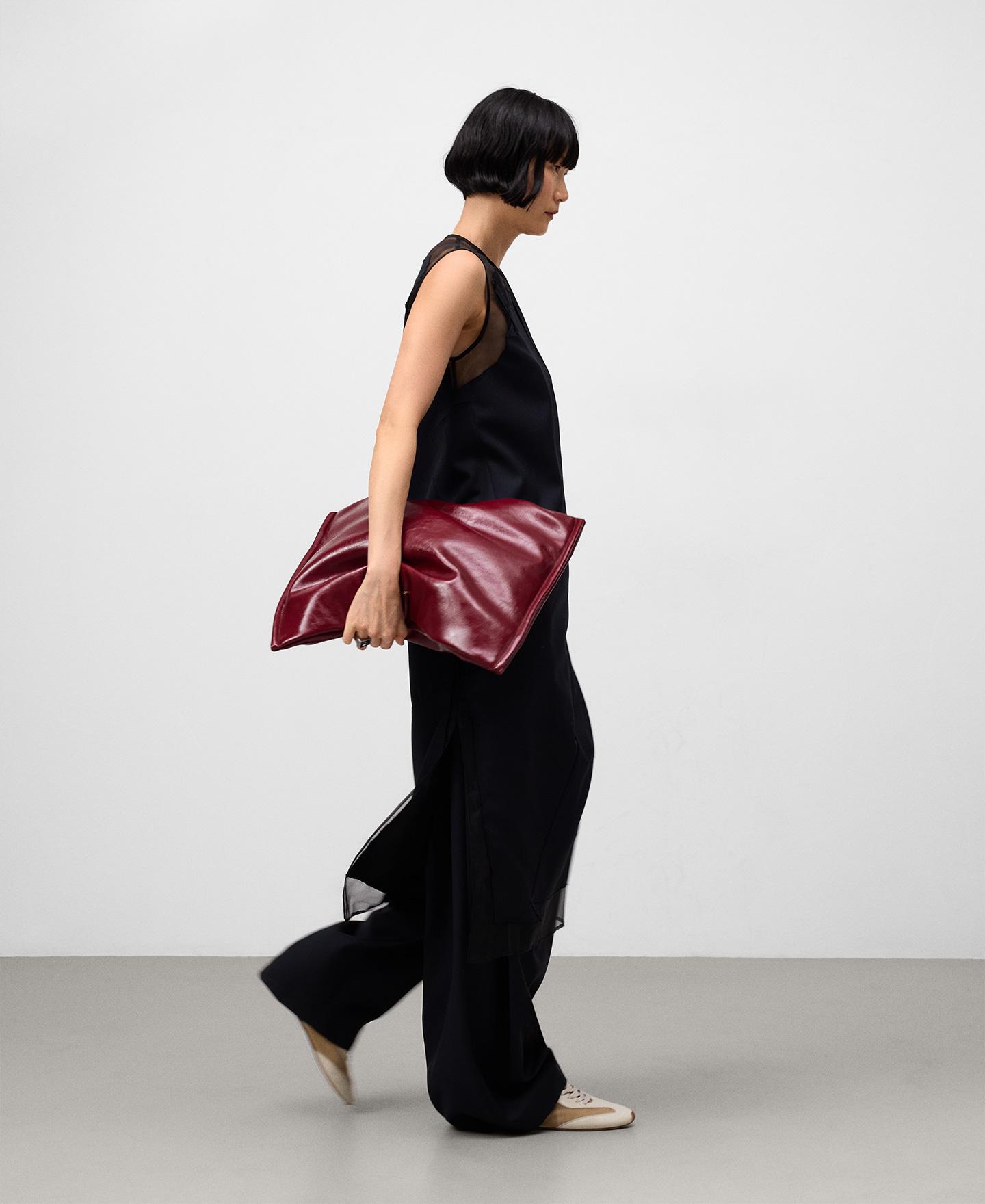 Mala Shopper Acolchoada em Pele no Pele Bordeaux-7